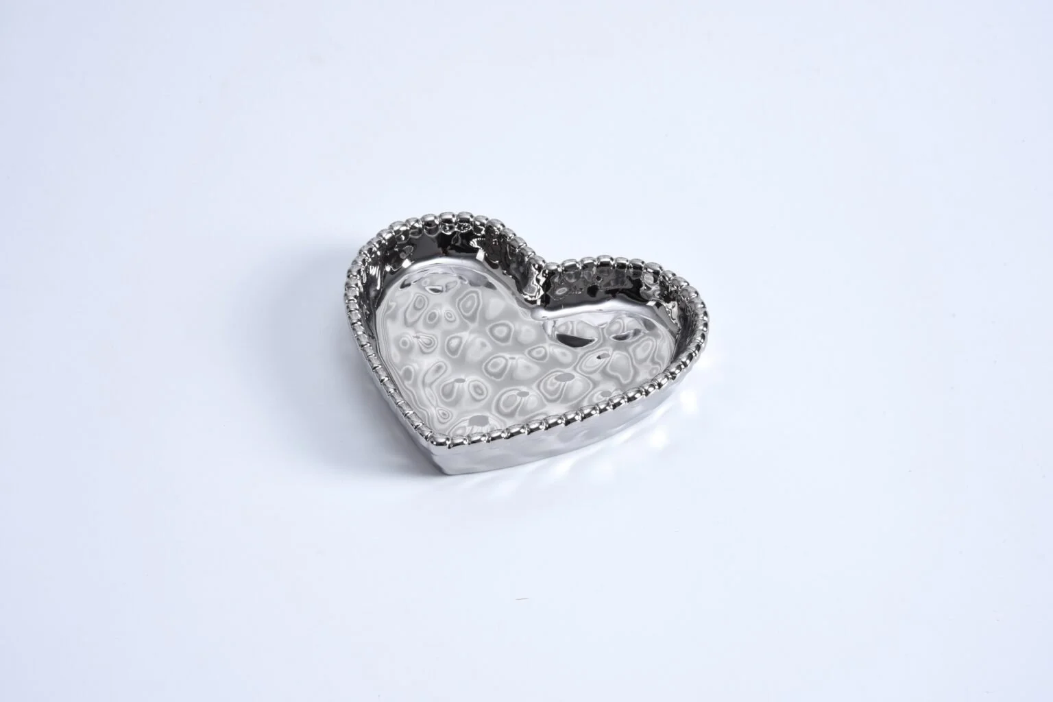 Porcelain Mini Heart Dish - Silver