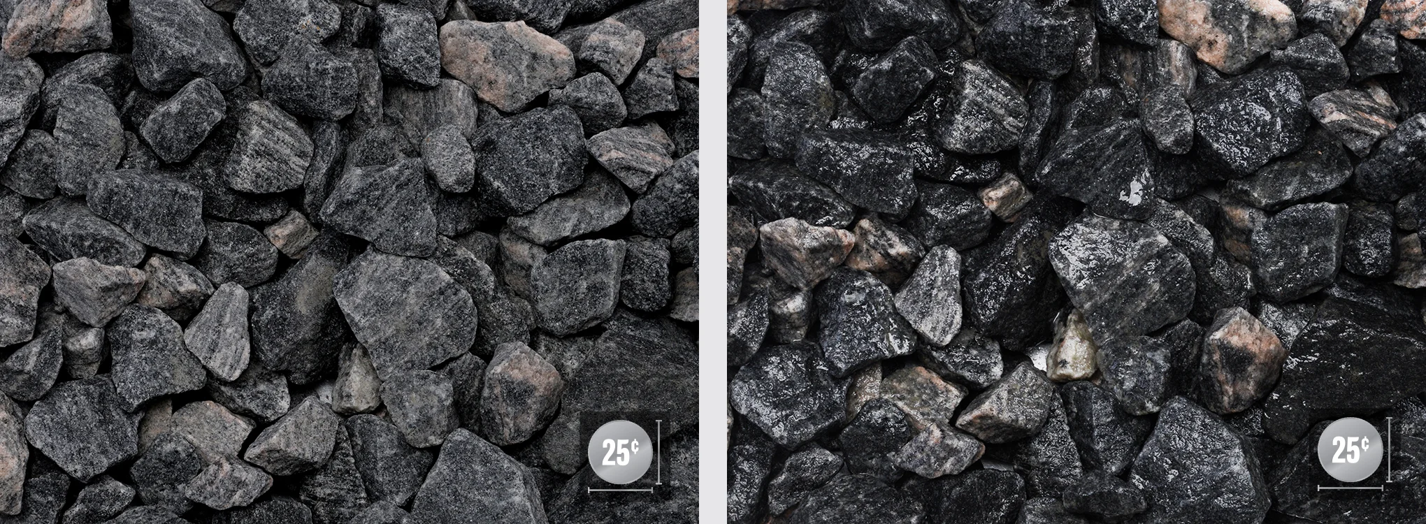 7/8" - 2" (Left: Dry, Right: Wet)