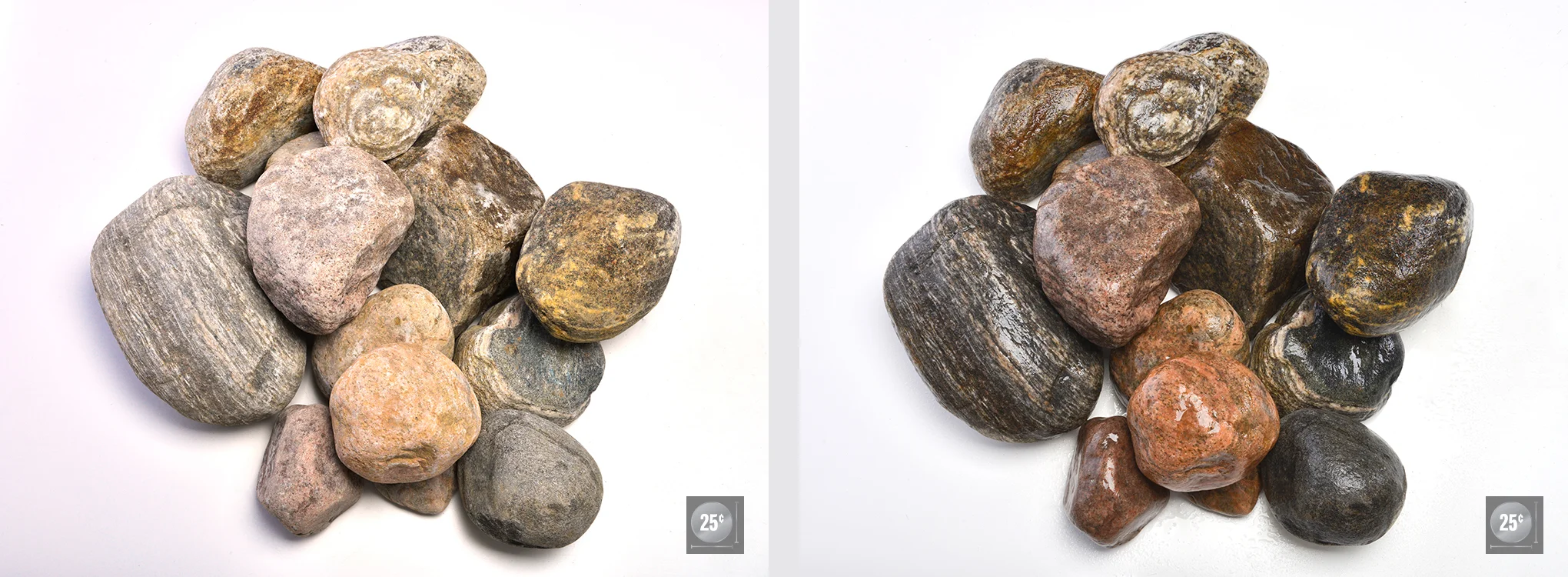 3" - 6" (Left: Dry, Right: Wet)