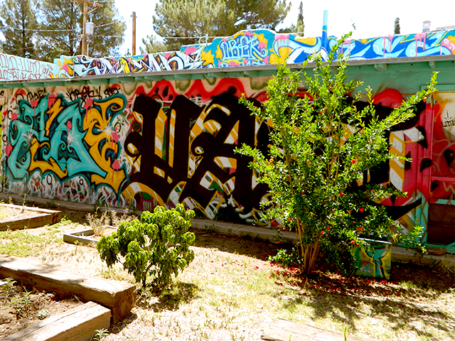 (Across from) 402 W. Court Court Youth Center Installation - Open Space for Graffiti Art Acrylic/Spray Paint/Sculpture Multiple Artists 2009 - Present