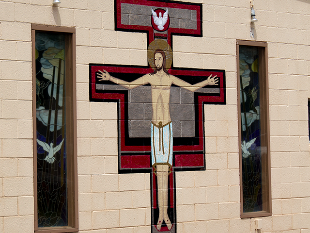 702 Parker - Holy Family Church Painting of Jesus on cross Acrylic Artist Unkown Date Unknown
