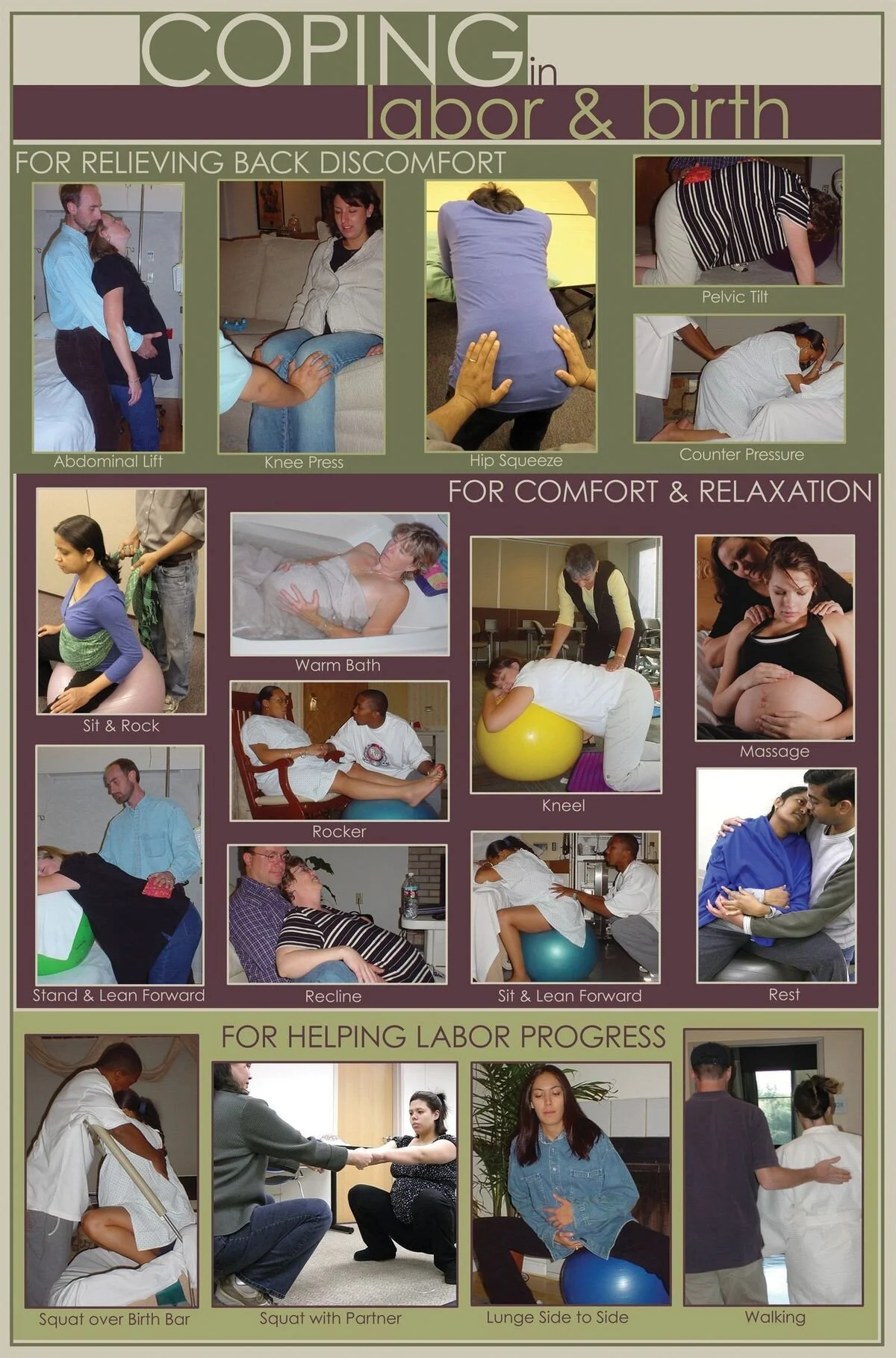 Here is a wonderful visual guide to some of my favorite positions to use during labor and birth.