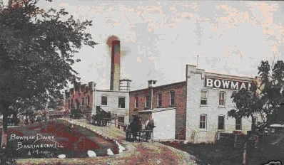 1904 The Bowman Dairy provided milk by horse drawn carriages to the town of Barrington. The original building is now the Ice House Mall & Village Shops.