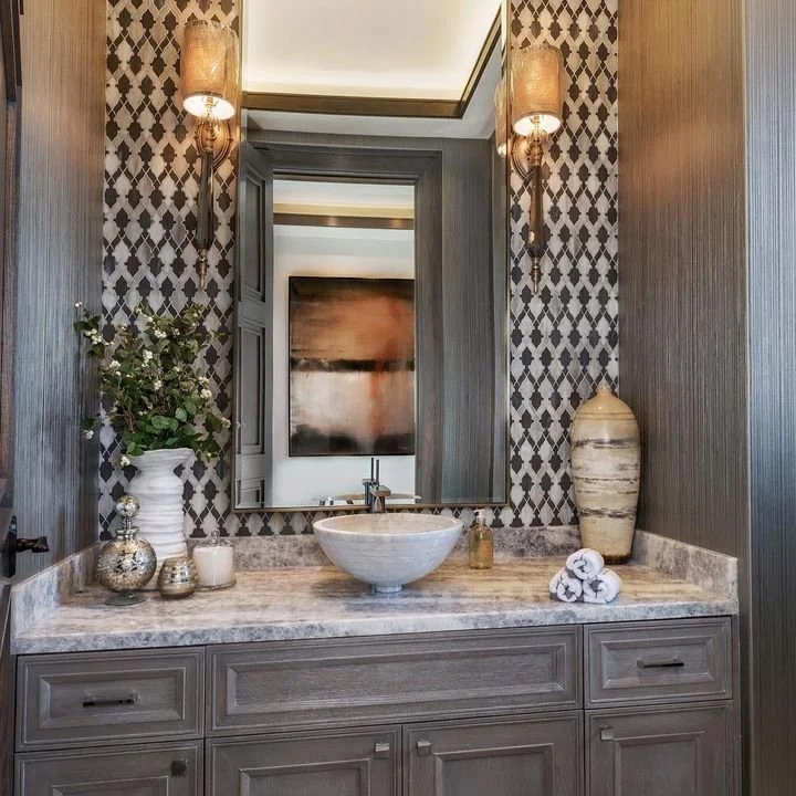 Powders are special spaces that really make an impact...It's where we get up-close and personal with the design and finishes. This is where the details make ALL the difference. Interior Design: SMDAInc  Architect: Oatman Architects, Inc.