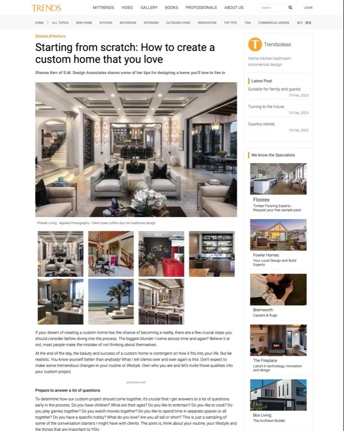 Have you always wanted dreamed about creating your own perfect custom home?  Here are some tips as featured in Trends Ideas - https://trendsideas.com/stories/starting-from-scratch-how-to-create-a-custom-home-that-you-love