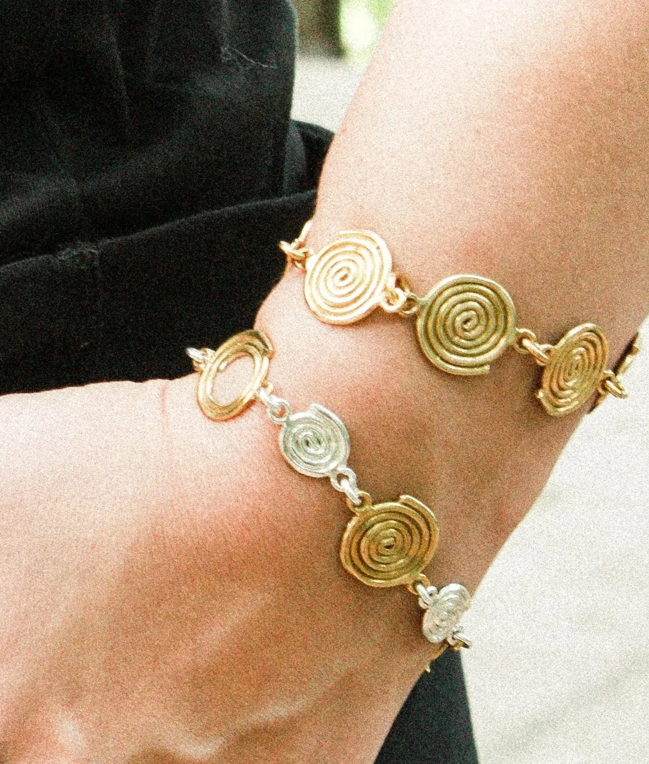 Spiral Bracelets Brass and Silver