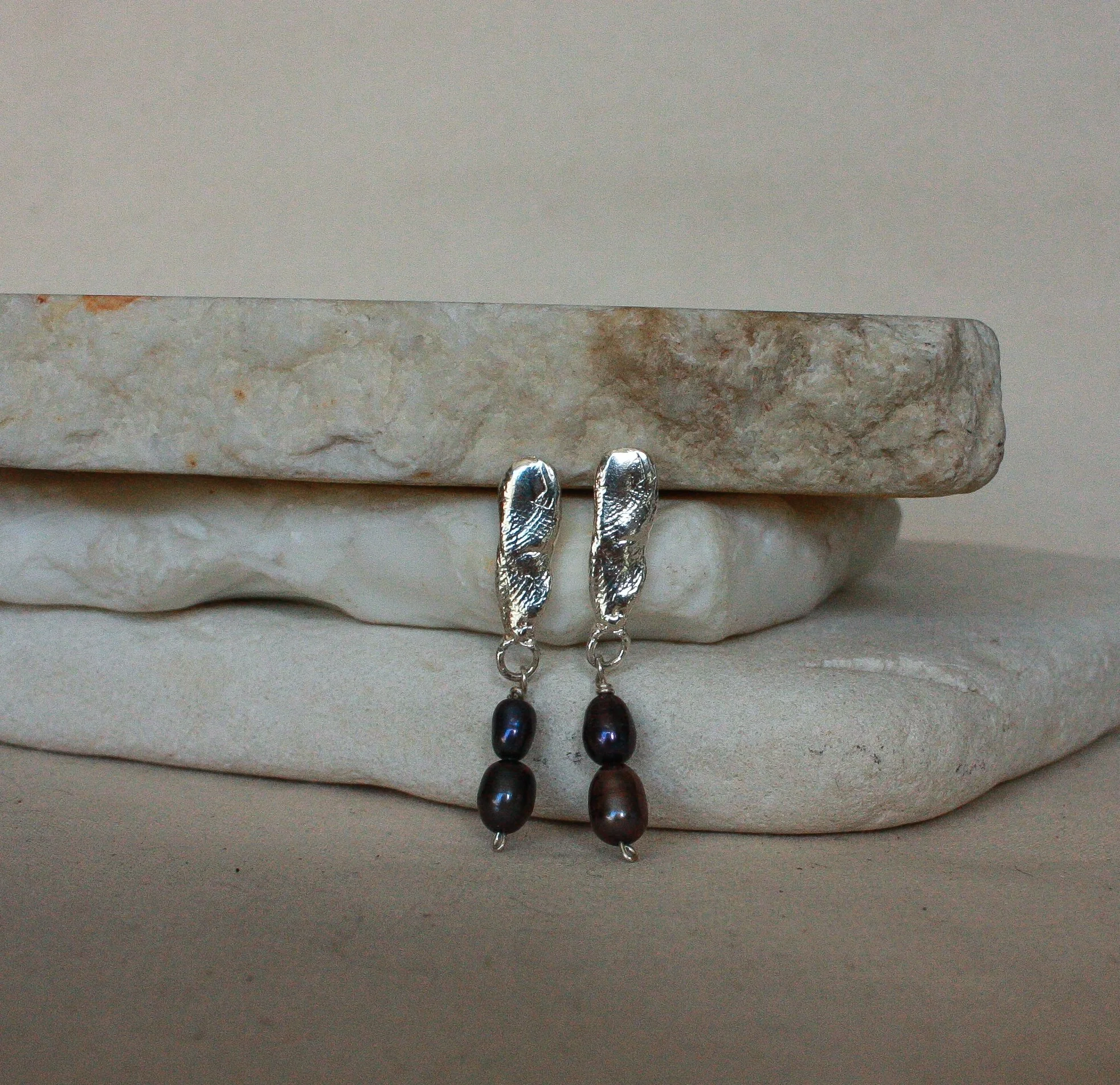 Long Blue Pearl Earrings