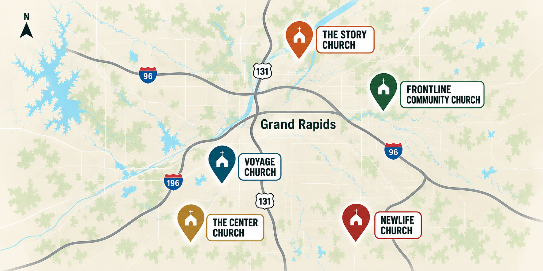 Zero Collective church locations in the Grand Rapids area