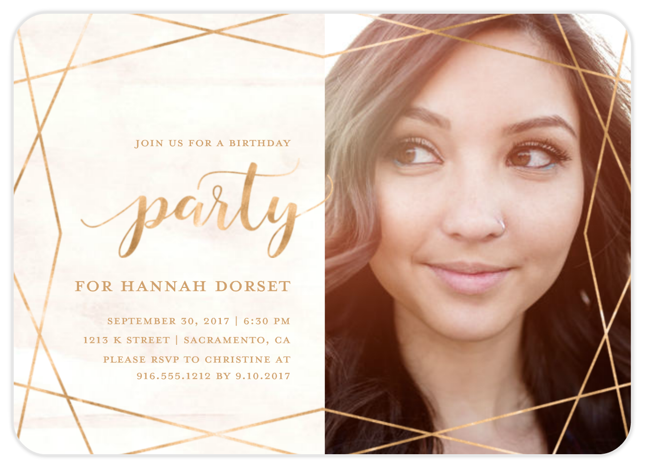 geometric modern birthday invitation girl