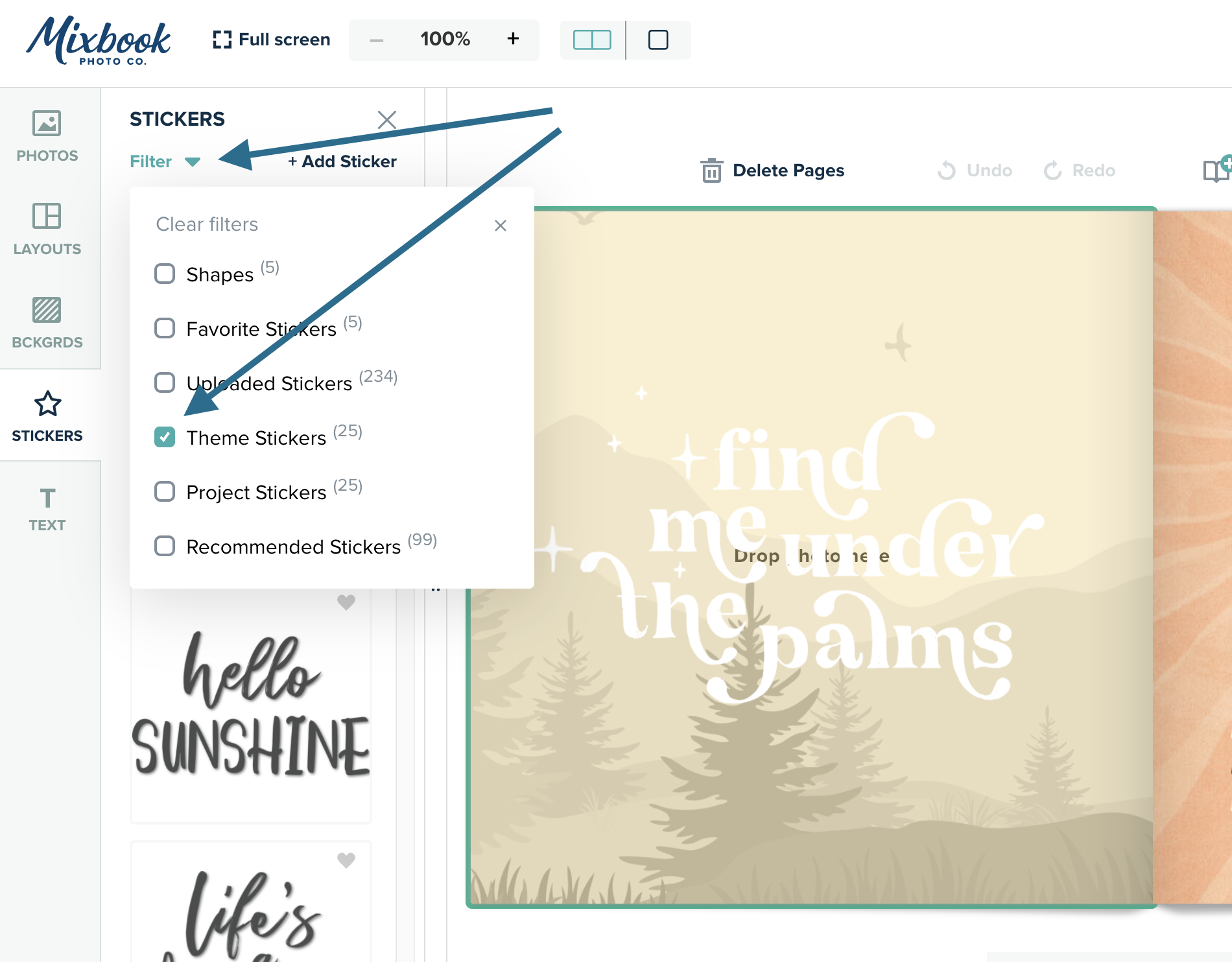 How to Add Stickers and Backgrounds From Multiple Themes to Your Book