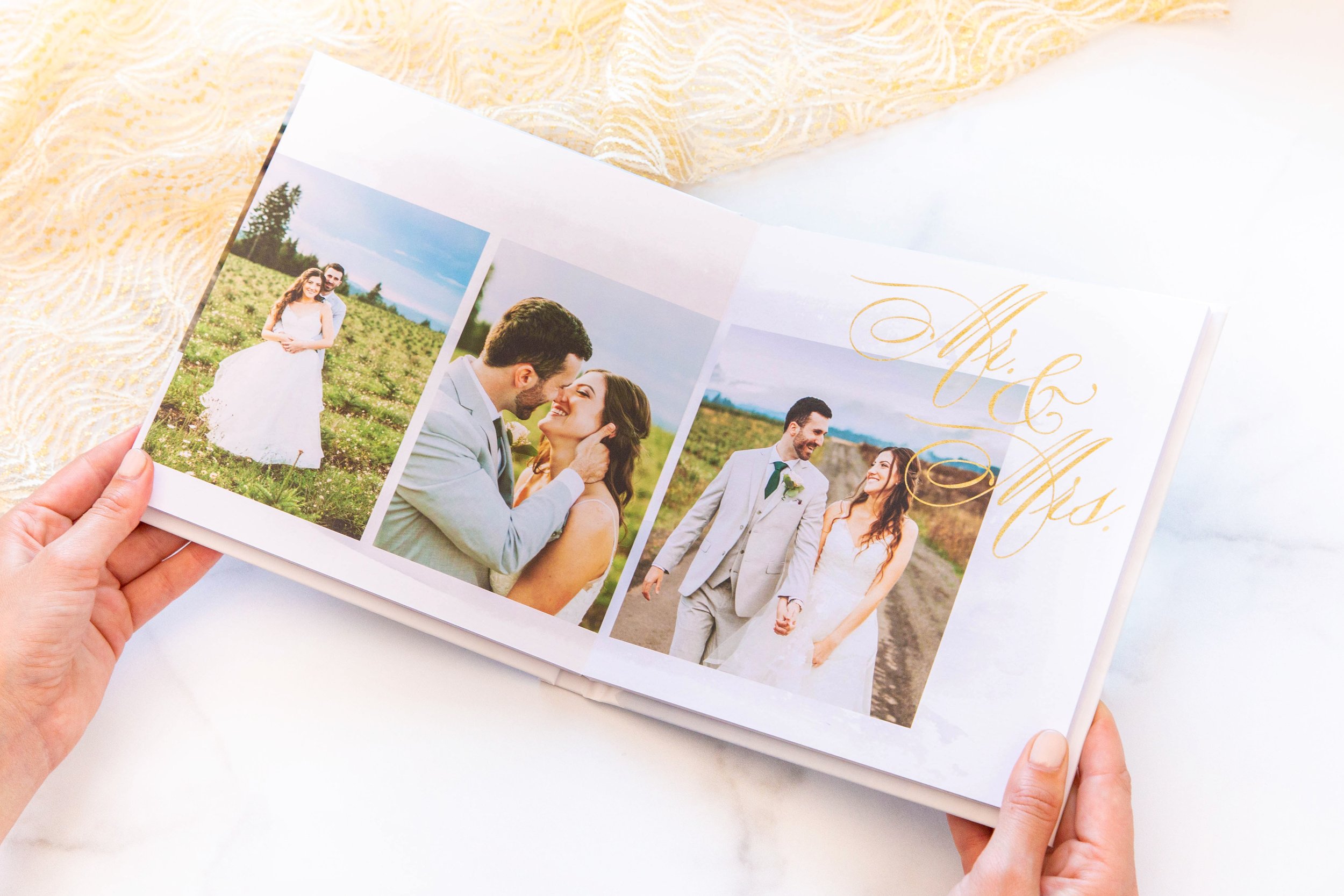 Photobook Cover Template for Square Wedding Album, Instant