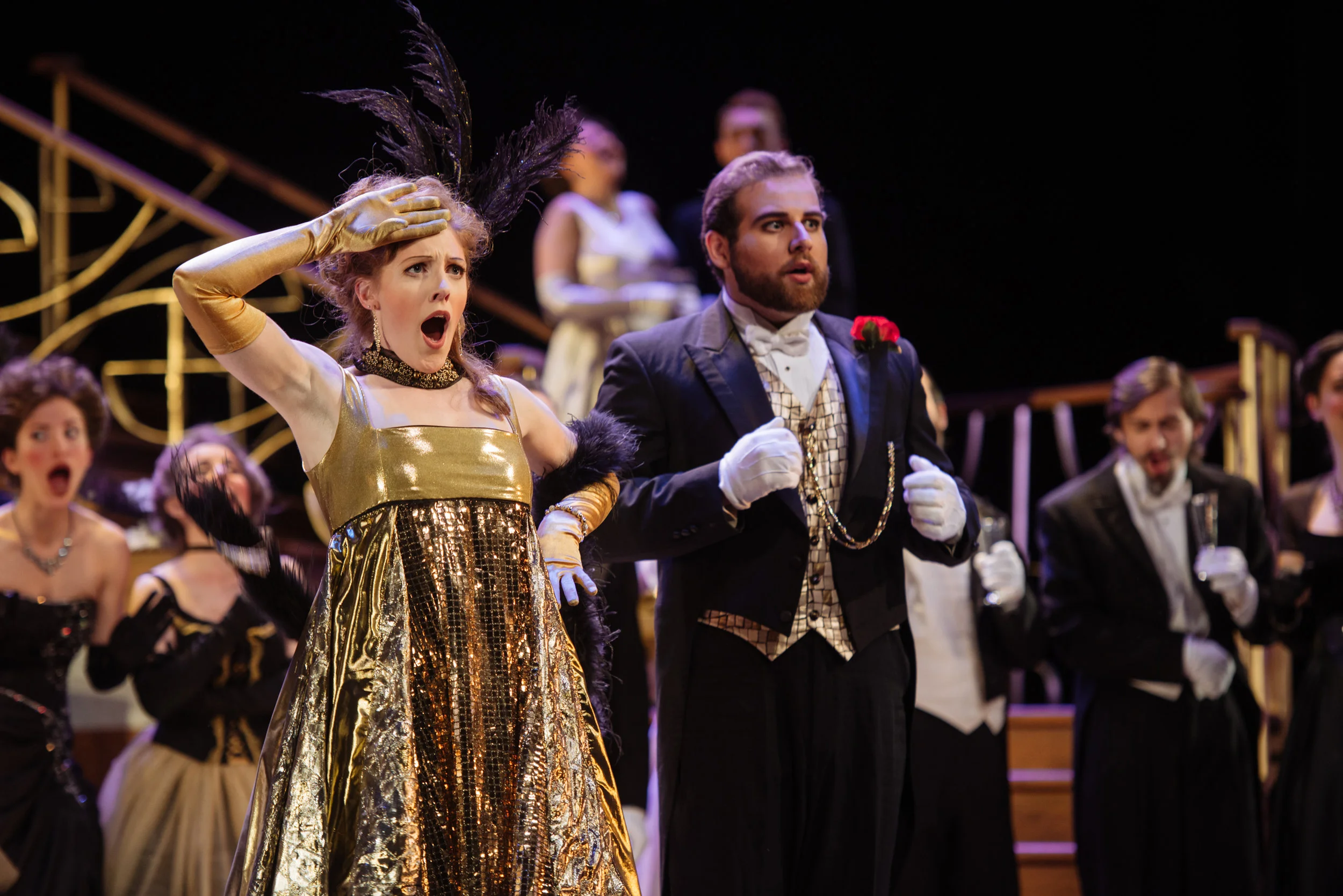 Gina as Adelle in Die Fledermaus with Opera McGill in 2017. (Jonah Spungin as Eisenstein) Photo: Tam Lan Truong tamphotography.net