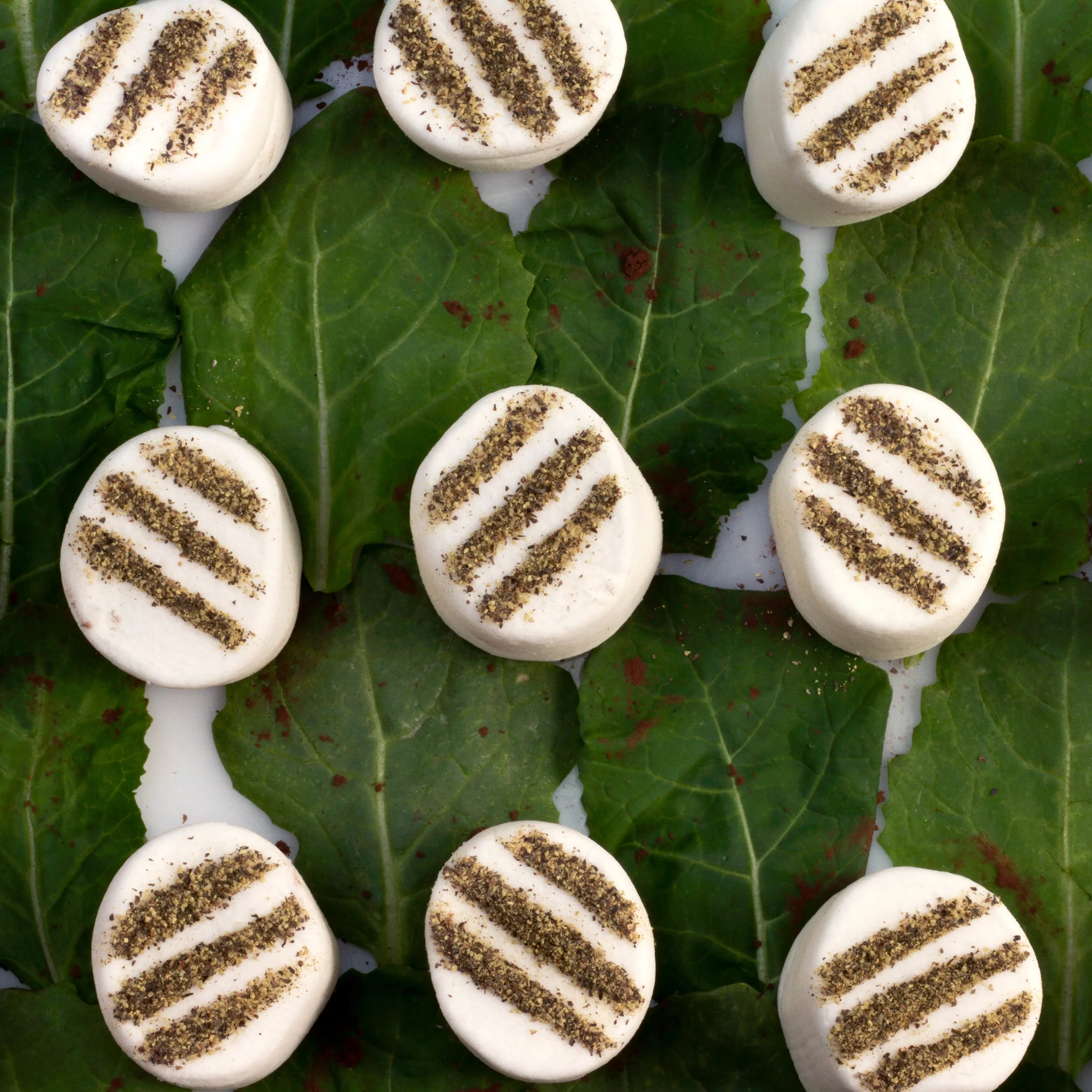  Spinach, marshmallows, and pepper. 