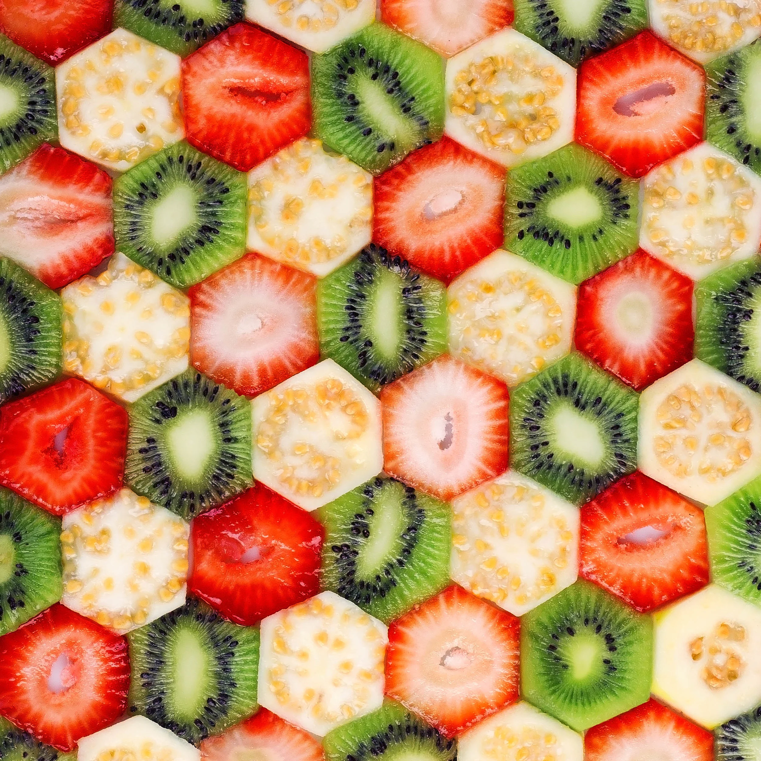  Strawberry, kiwi, and guava. 