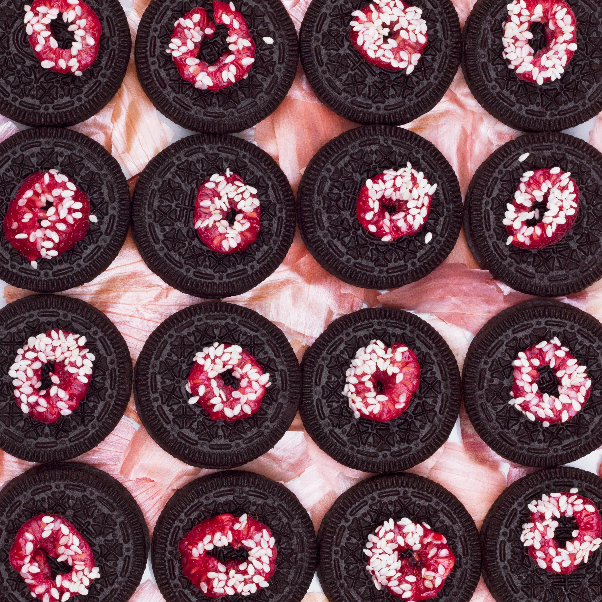  Oreo, raspberry, and onion skin. 