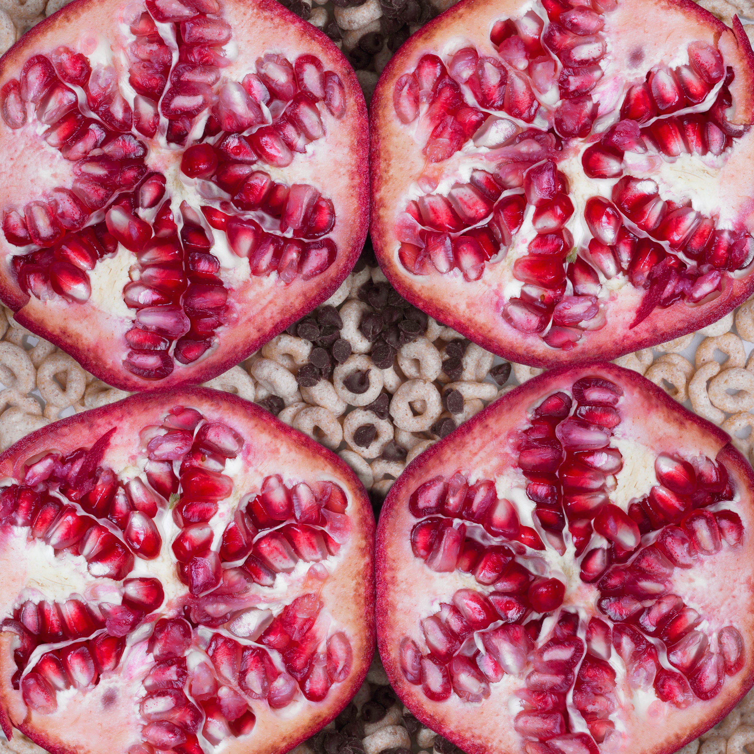  Pomegranate, cheerios, and chocolate chips. 