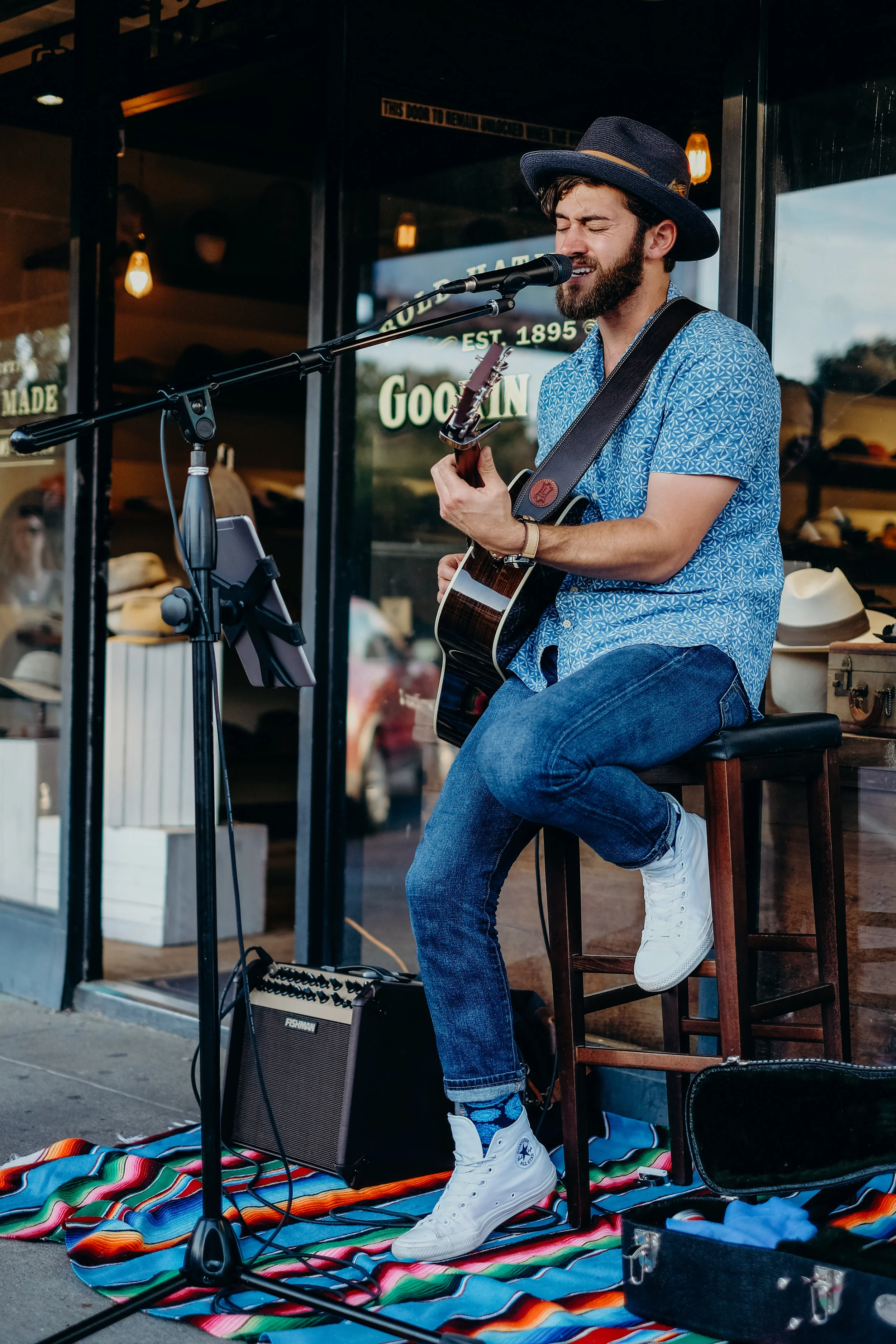  Jared Masucci on South Congress outside of Goorin Bros. Hat Shop 
