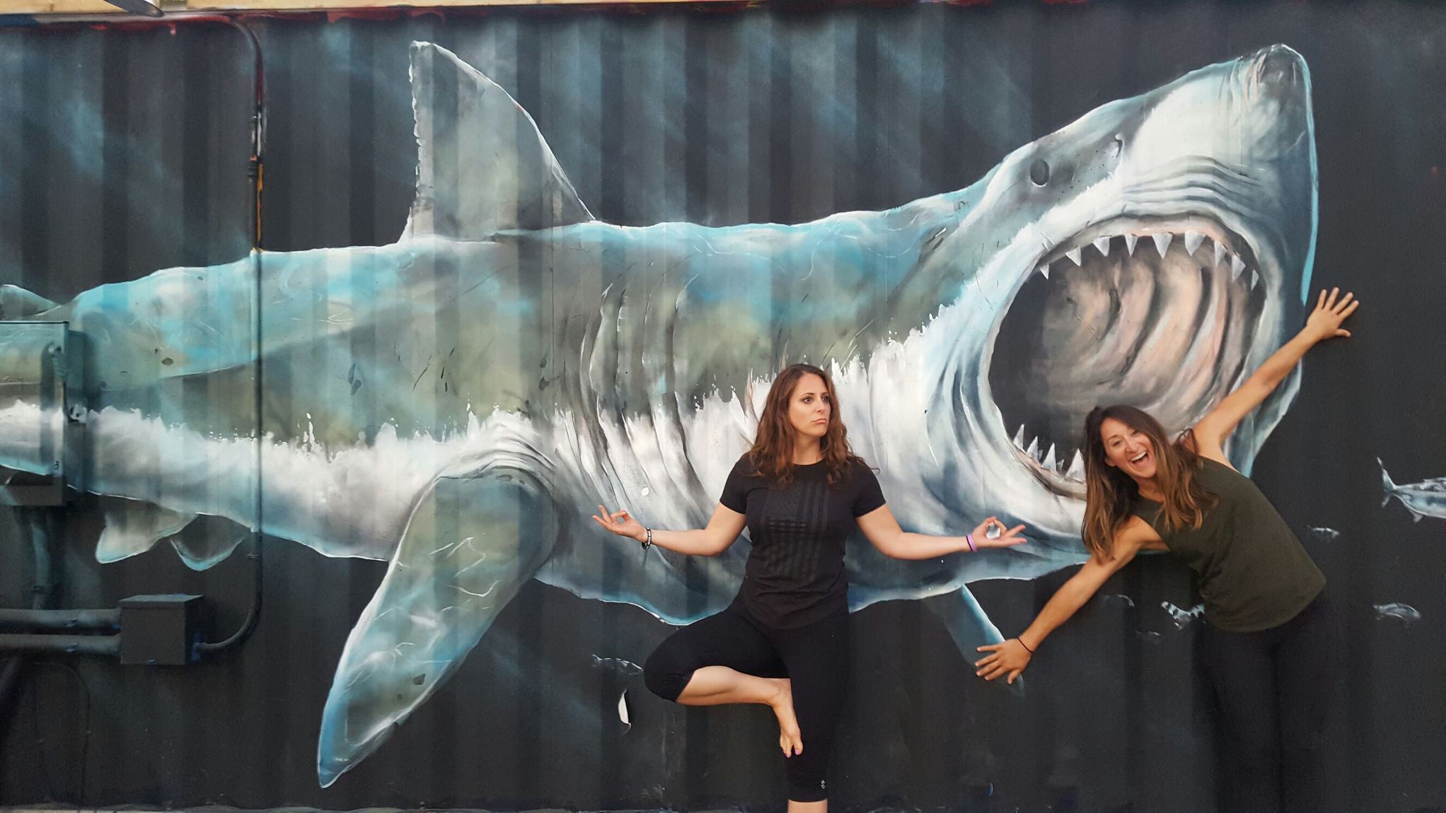 This is me: trying to be ZEN with a freakin GREAT WHITE on my back. This picture is like, the perfect representation of what our family's going through.