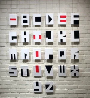 Adrienne Gaither, White Keys, 2012. Acrylic on canvas, 5 x 7 in. (26 pieces)