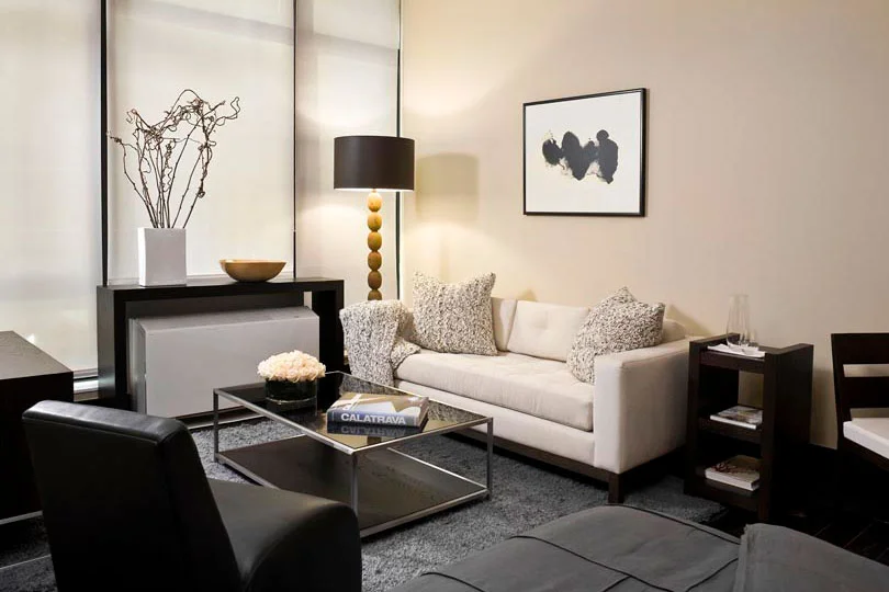 The Setai NYC Shown: Hudson Sofa, Wooster Cocktail Table, Nolita Chair