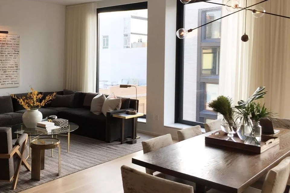 Glenn Ban Design Shown: Madison Sectional, Madison Upholstered Chairs, Bedford Table