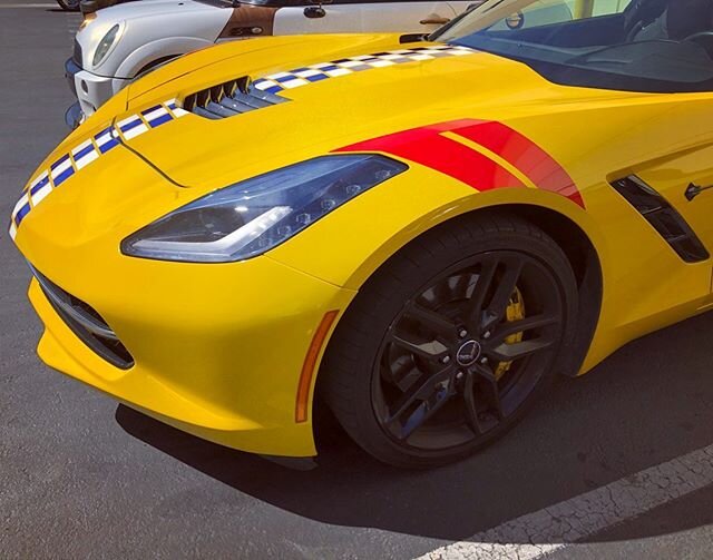 Custom stripes on the Stingray #corvette #stingray #vinylstyles #dontpaintitwrapit #bayarea #sf