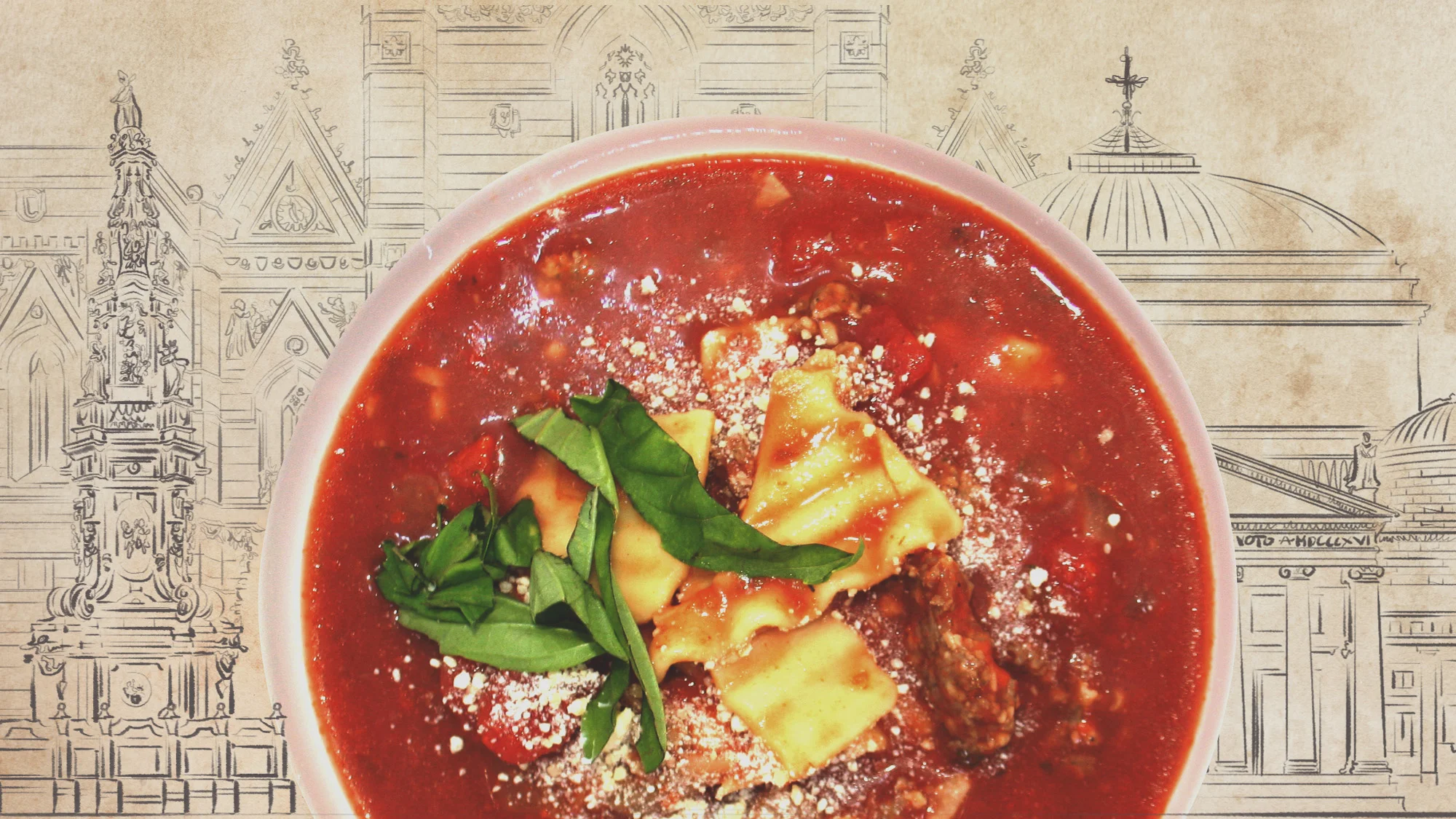 Illustration for The Takeout article, “The Kate soup experiment, day 1: lasagna soup”