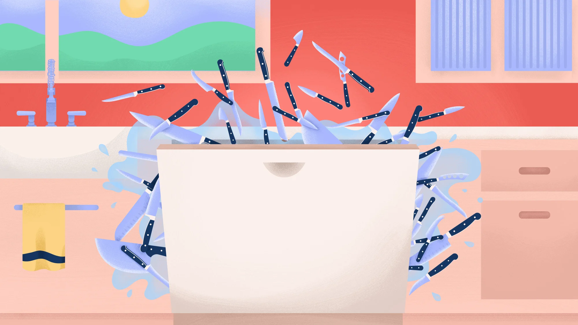 Illustration for The Takeout article, “Should you ever wash sharp knives in the dishwasher?”