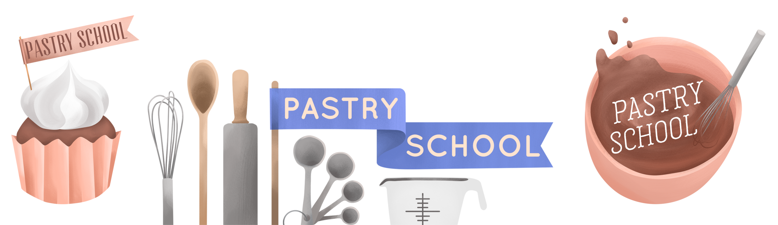Illustrated badges for for The Takeout's series, “Pastry School”