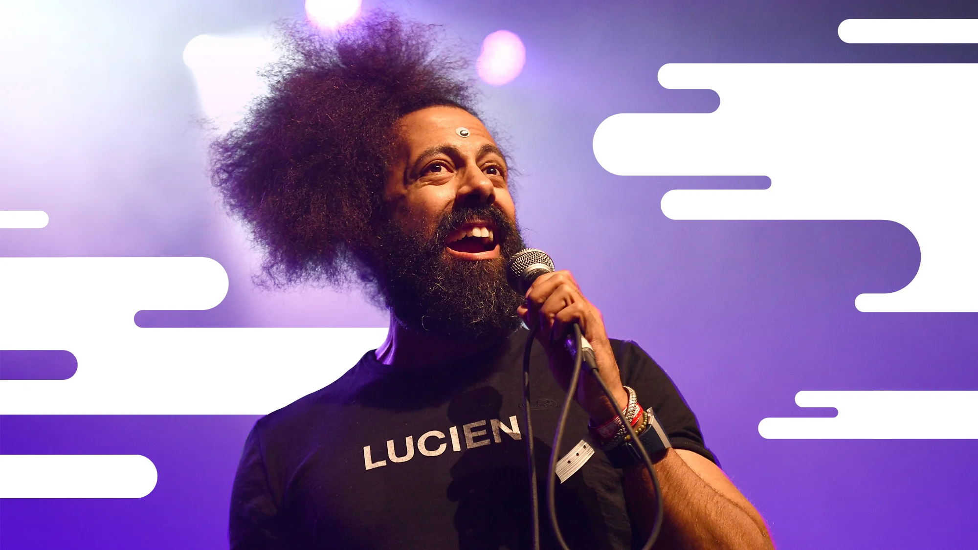 Graphic for The A.V. Club article, “Reggie Watts is living his childhood dream, but would also enjoy being a gigolo”