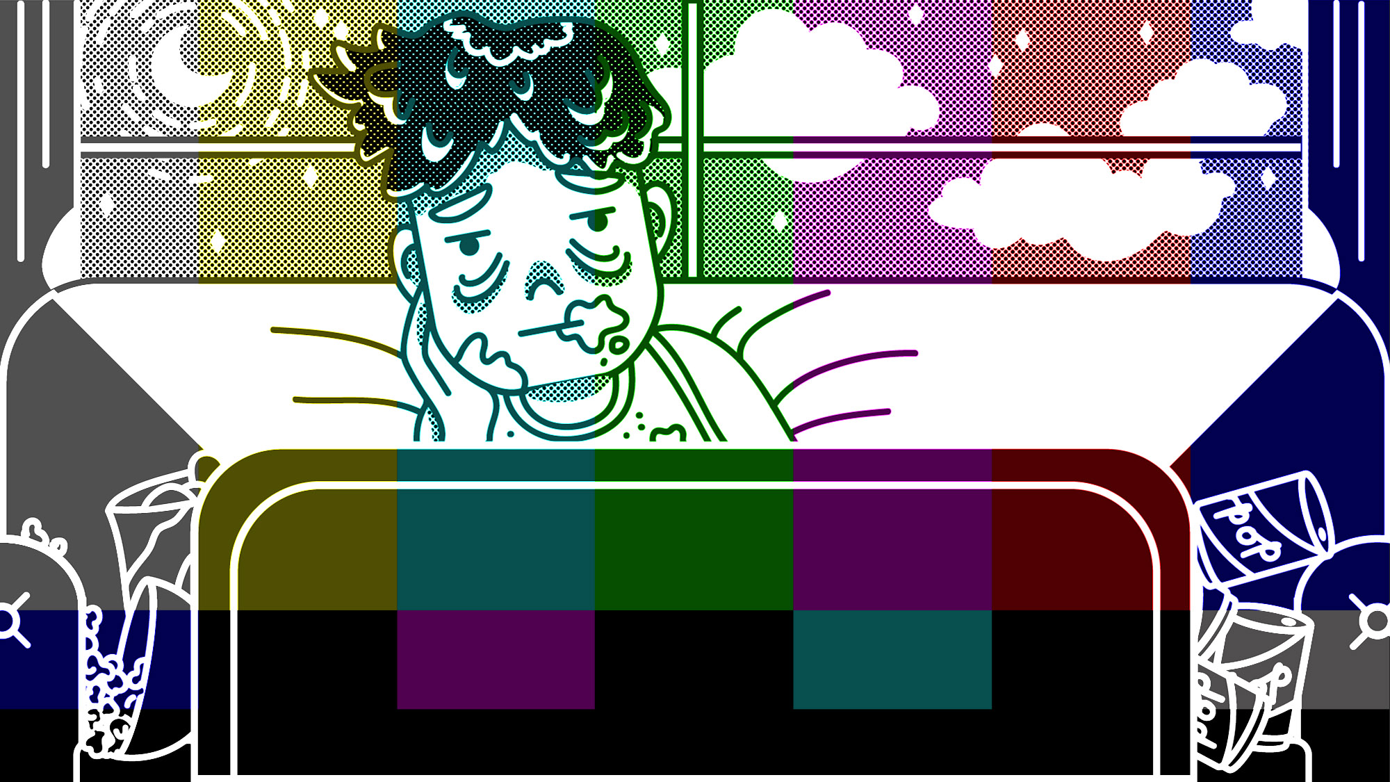 Illustration for The A.V. Club article, “What’s your pop-culture comfort food?”