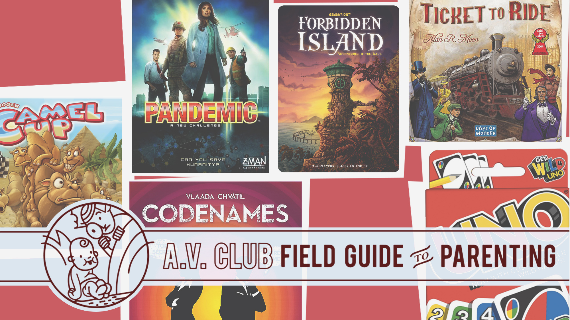 Graphic for The A.V. Club article, “Break free from the screen: The best card and board games for your kids?”
