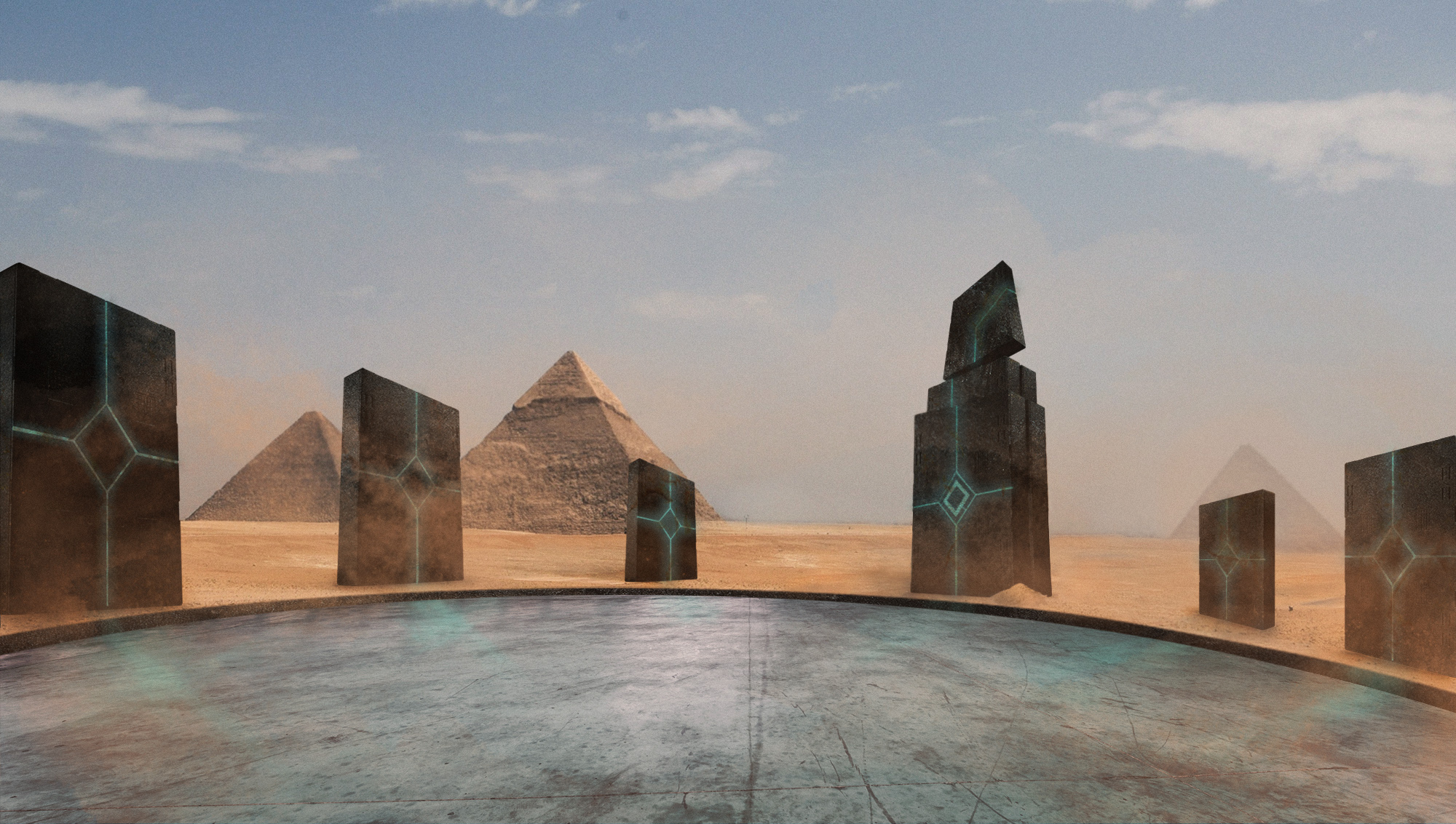 Photoshop composite for The Onion article, “Controversial Theory Suggests Aliens May Have Built Ancient Egypt’s Intergalactic Spaceport”