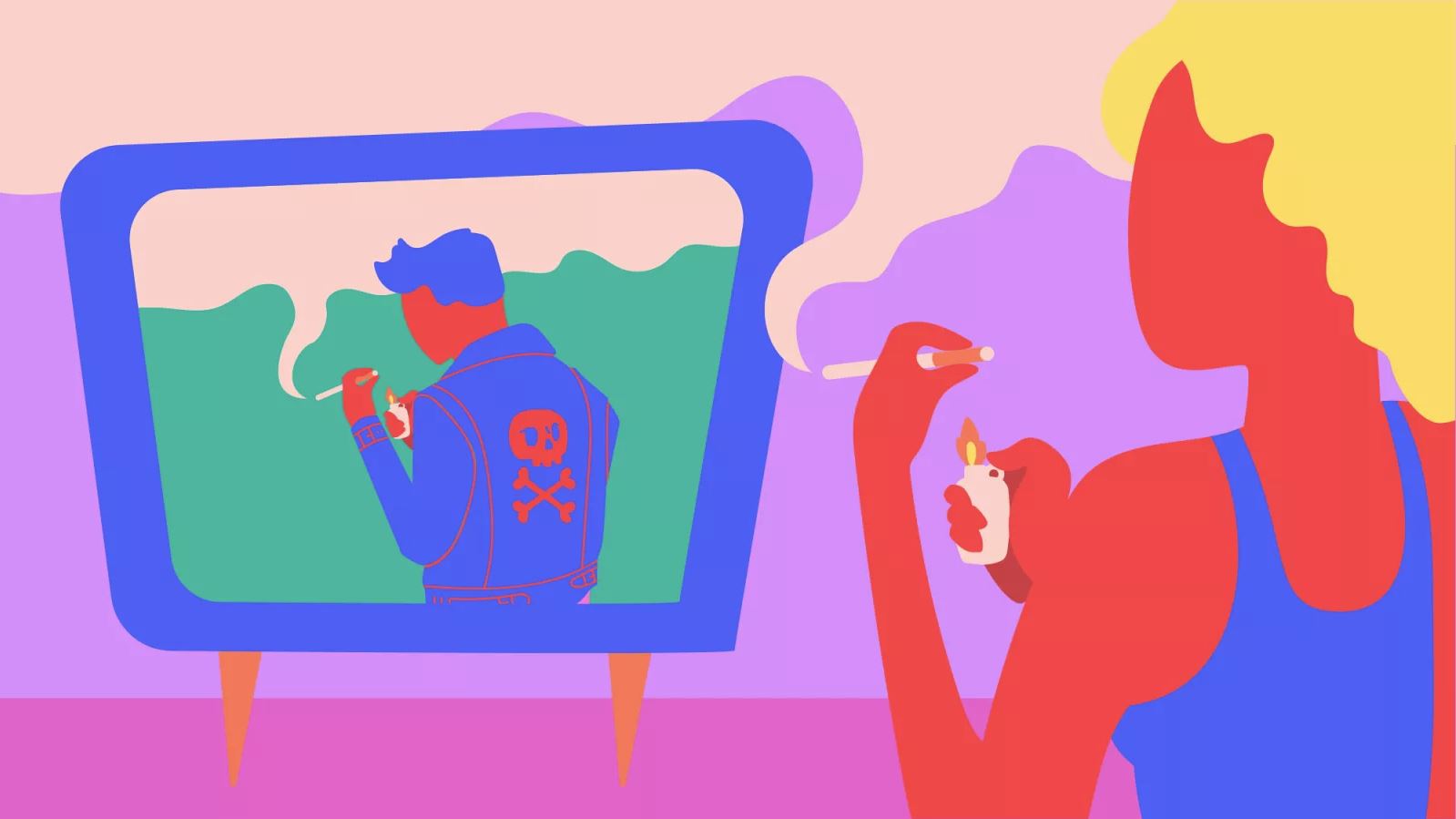 Illustration for The A.V. Club article, “ Smoking and engine revving: Things you’ve only tried because you saw it in pop culture ”