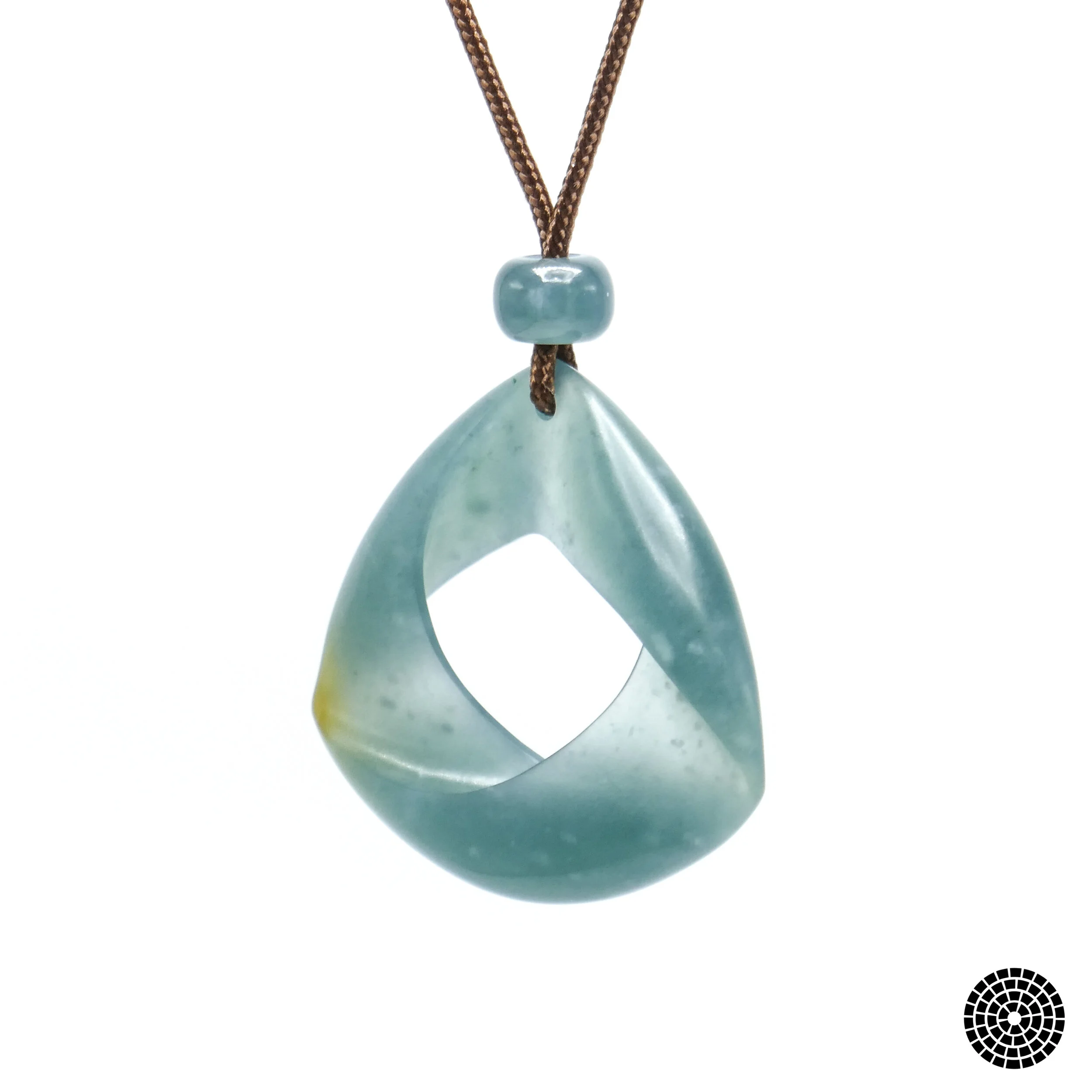 California Jade Carvings - Handcarved Guatemalan Blue Jadeite Möbius Talisman Amulet Pendant Necklace B.jpg