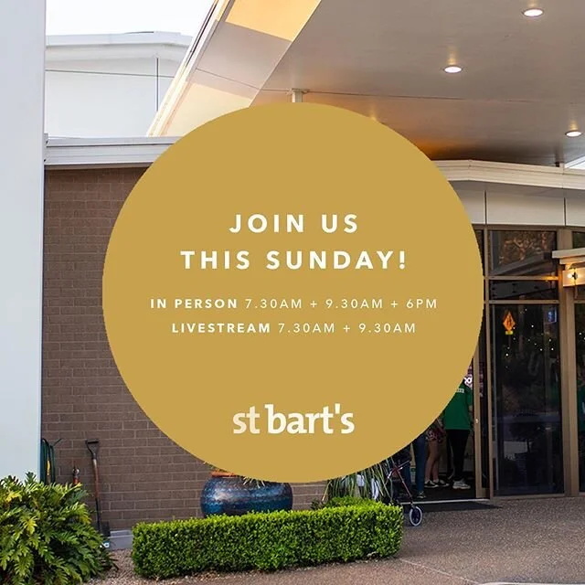 We're really looking forward to welcoming people in-person this Sunday at 7.30AM, 9.30AM, 6PM!** We're capped at 100 people with all the #covidsafe practices in place. We're also kicking off a brand new series on Gratitude! Registrations are essential (follow the links below)⁣
⁣
IN-PERSON: 
Register (7.30AM, 9.30AM, 6PM): ⁣
stbarts.com.au/sundays⁣
⁣
LIVESTREAM (7.30AM, 9.30AM):⁣
stbarts.com.au/livestream⁣
⁣
🙂 No longer #closedonsundays #stillnochilfila #stbartstoowoomba⁣
⁣
** conditions apply! Follow the links