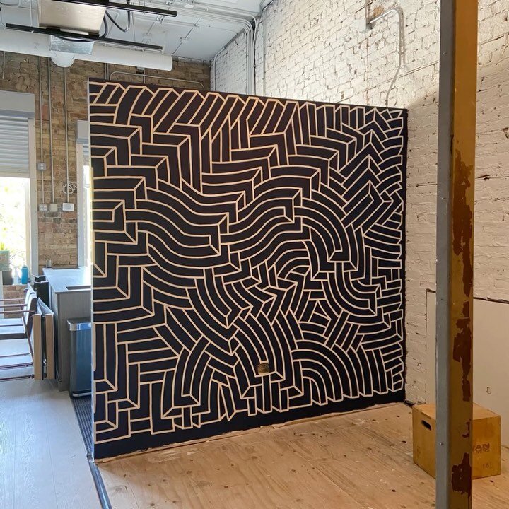 New day new mural.
.
Wrap around blueprint line work design work. 
.
Swipe to the last slide to see a little process of how it all comes together.
.
Thanks again to @practicechicago grabbing another mural for your space. I think you&rsquo;re official