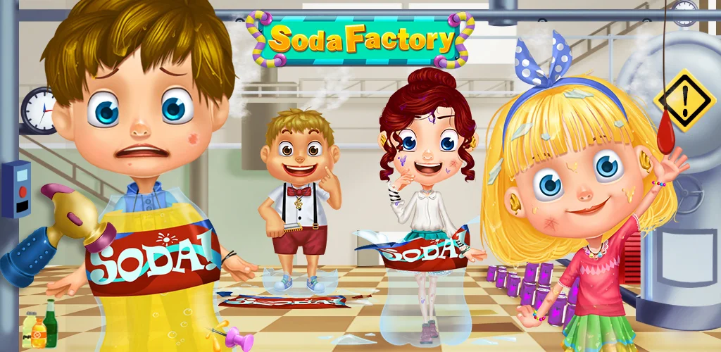 SODA KIDS - FACTORY EMERGENCY! Soda Factory Rescue Adventure is an exciting and fun rescue and escape game kids can play that lets them save four different characters from their tour in the messy soda factory.