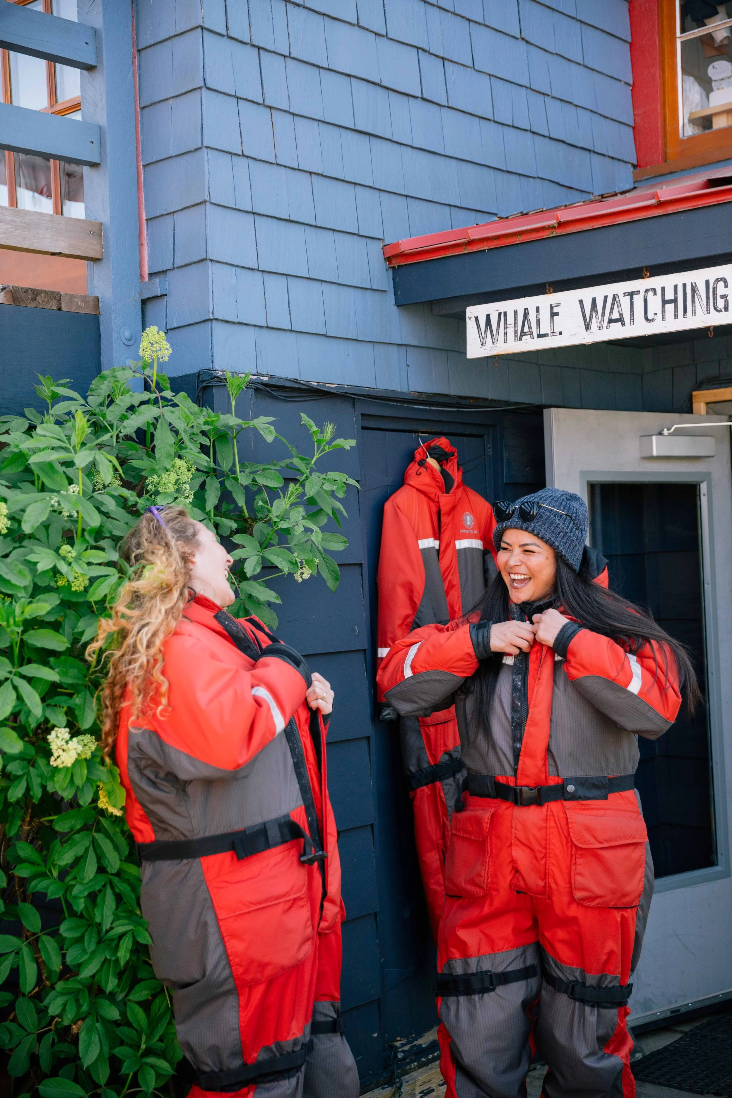 Whale Watching Tour guests suiting up for a tour at The Whale Centre in Tofino