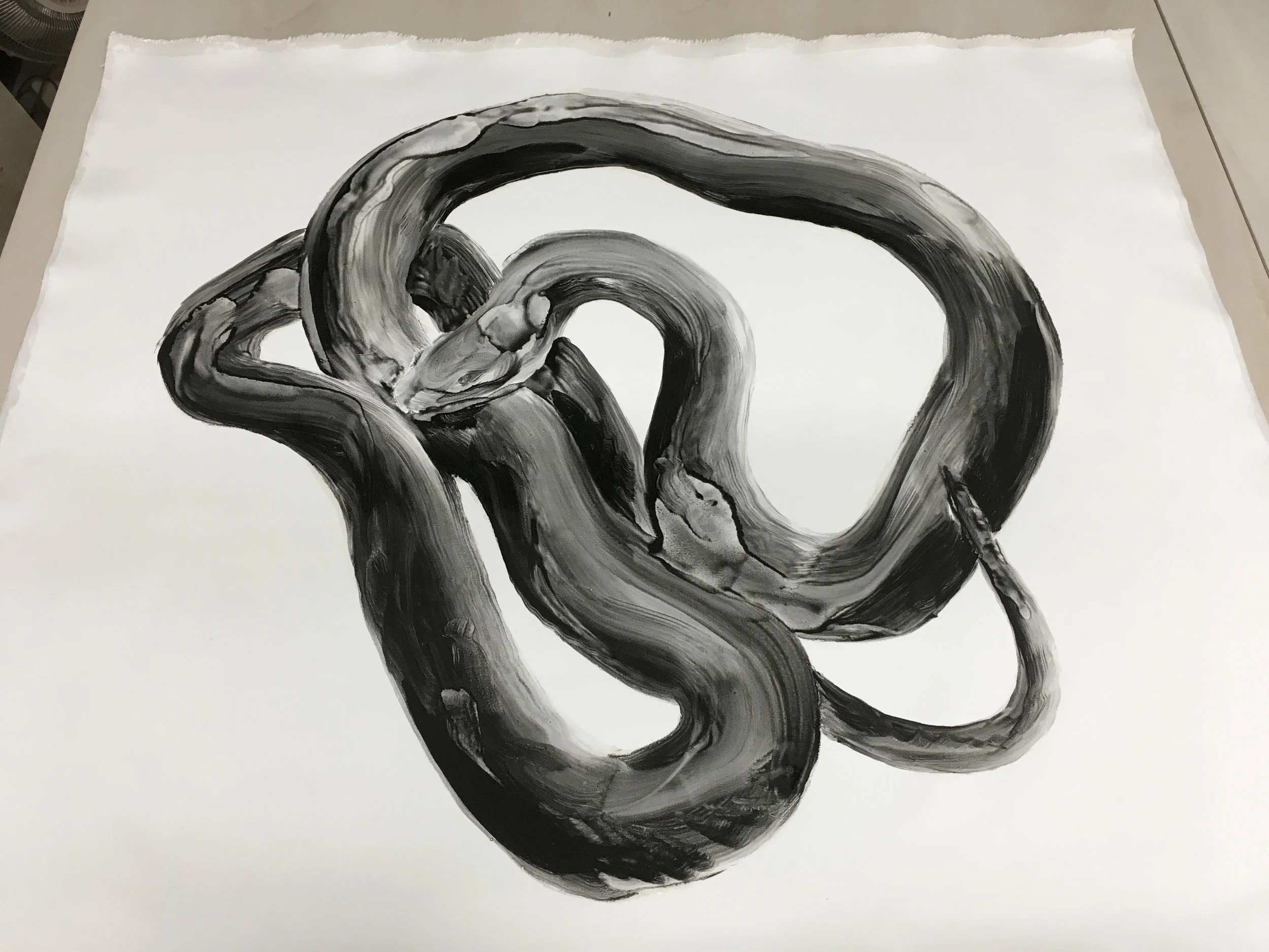 Étude, serpent Huile sur toile