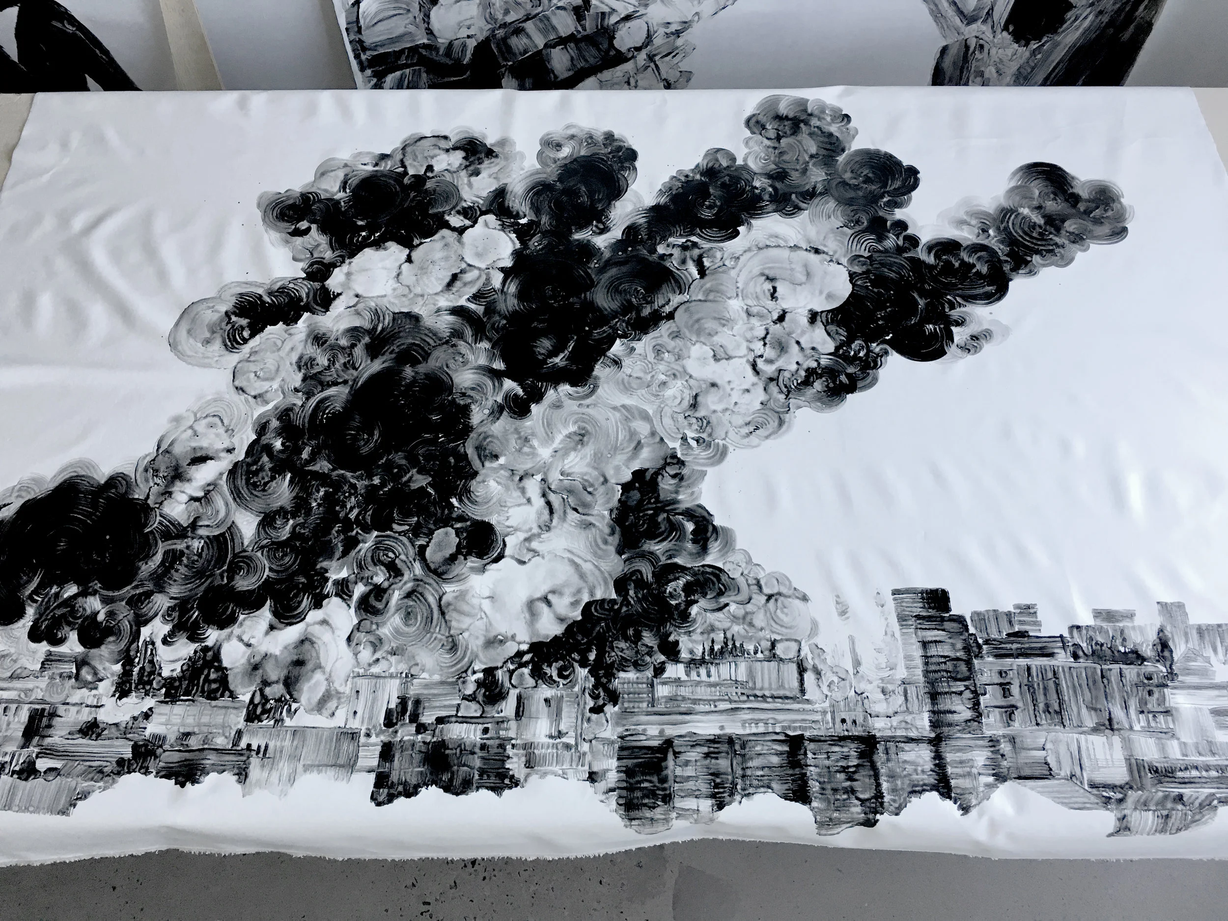 Bombing 1 Huile sur toile
