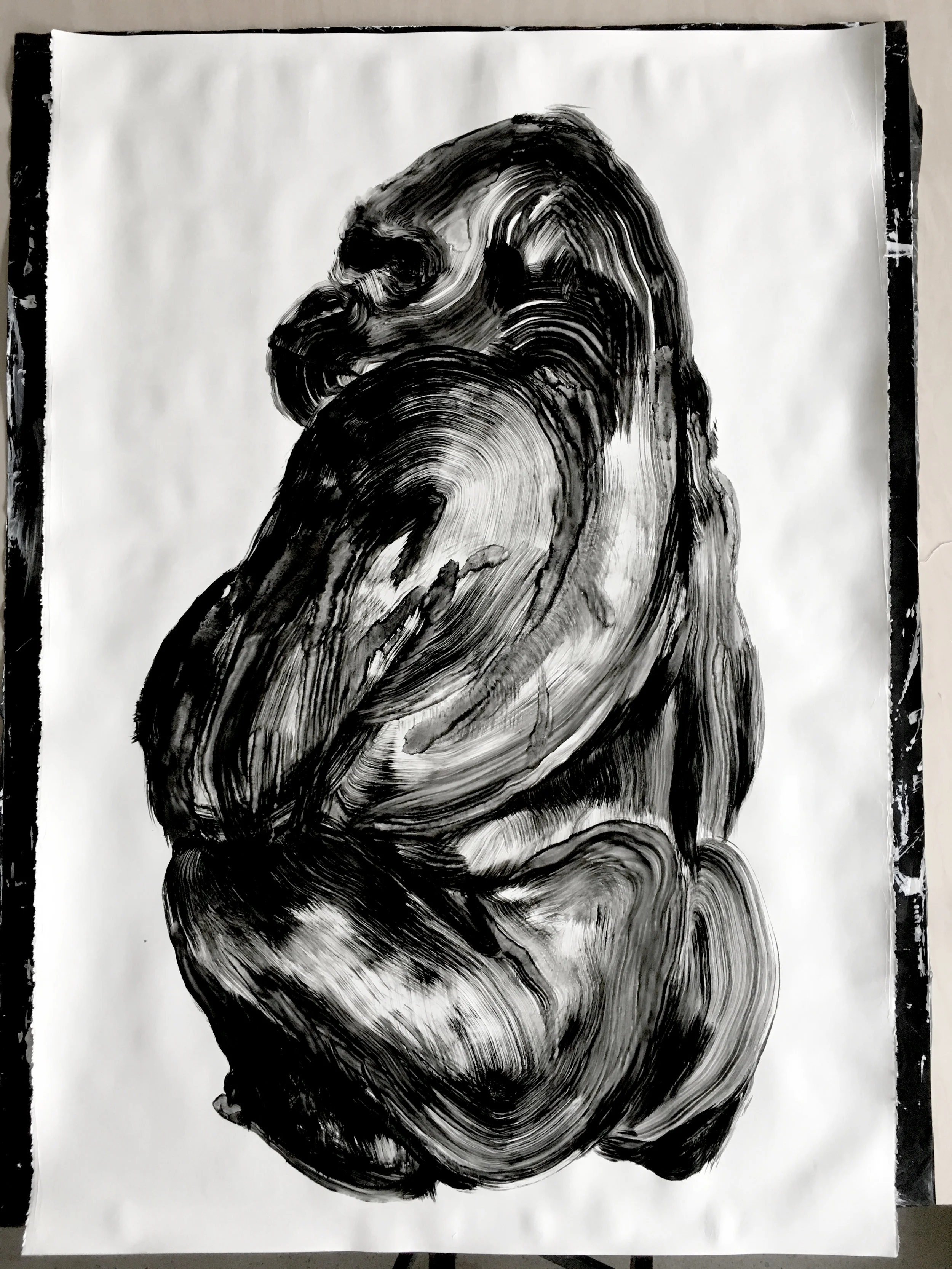 Détail, série des gorilles Huile sur papier