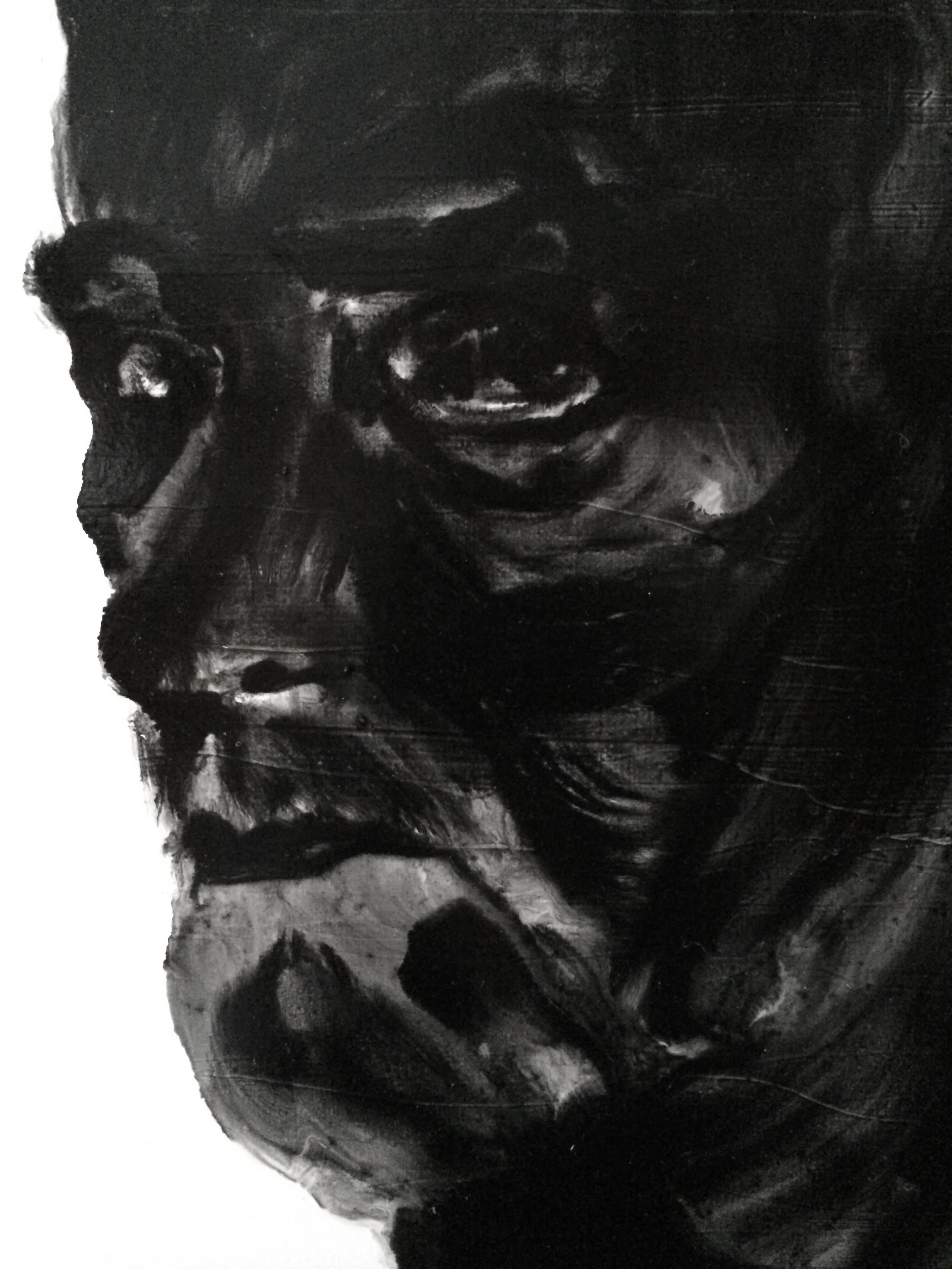 Détail, de la série des portraits noirs Huile sur panneau