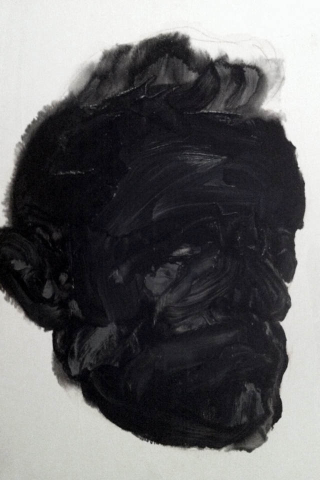  Détail de la série des portraits noirs  Huile sur panneau    