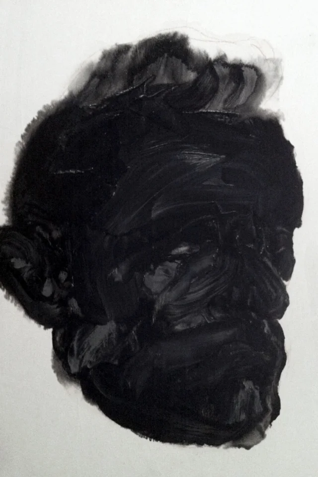 Détail de la série des portraits noirs Huile sur panneau