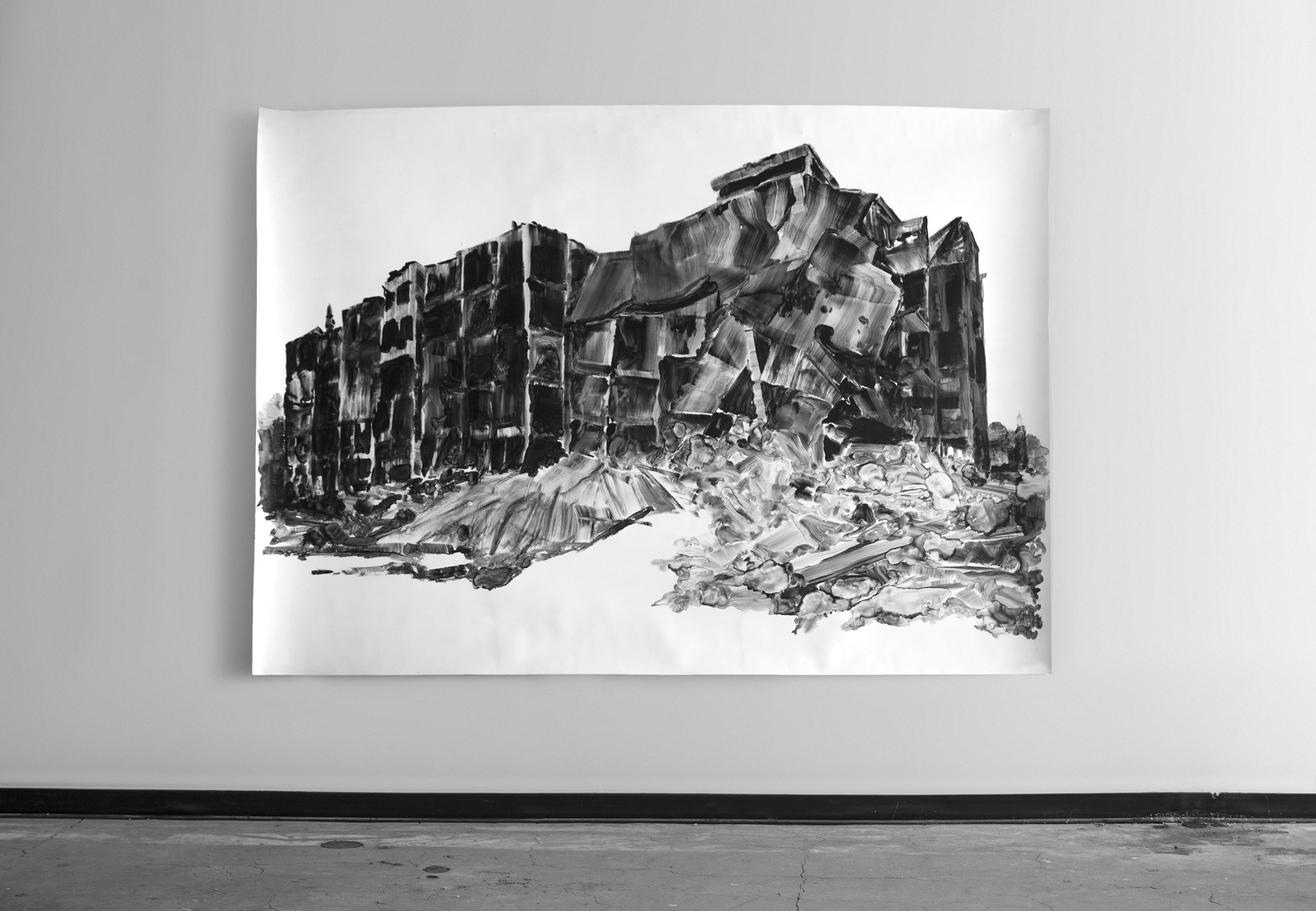  Un amas de ruines / A piles of ruins  Huile sur papier / Oil on paper  83 X 59 in / 210 X 150 cm  2016    