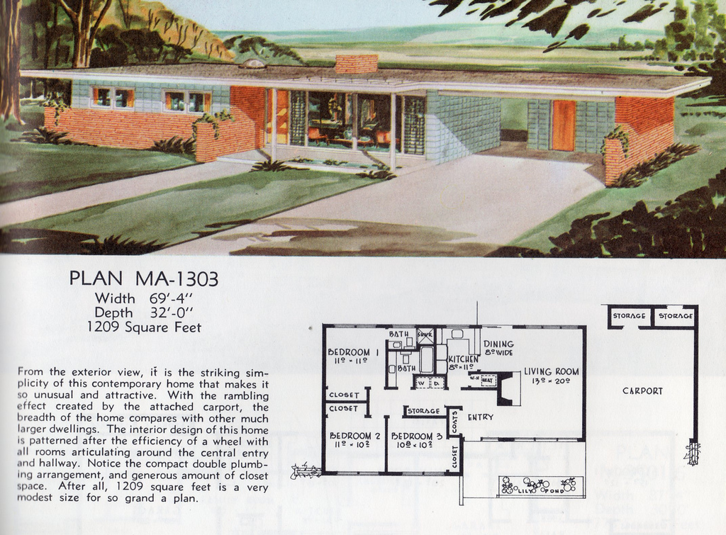 Mid Century Modern Floor Plans Home House 58292 Mid Century Modern Floor Plans Home