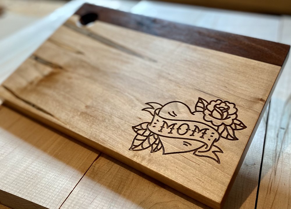 Mother’s Day Special! | Personalized Gift for Mom | Maple and Black Walnut  Cutting Board | Serving Tray | Charcuterie — James Houston Woodworks