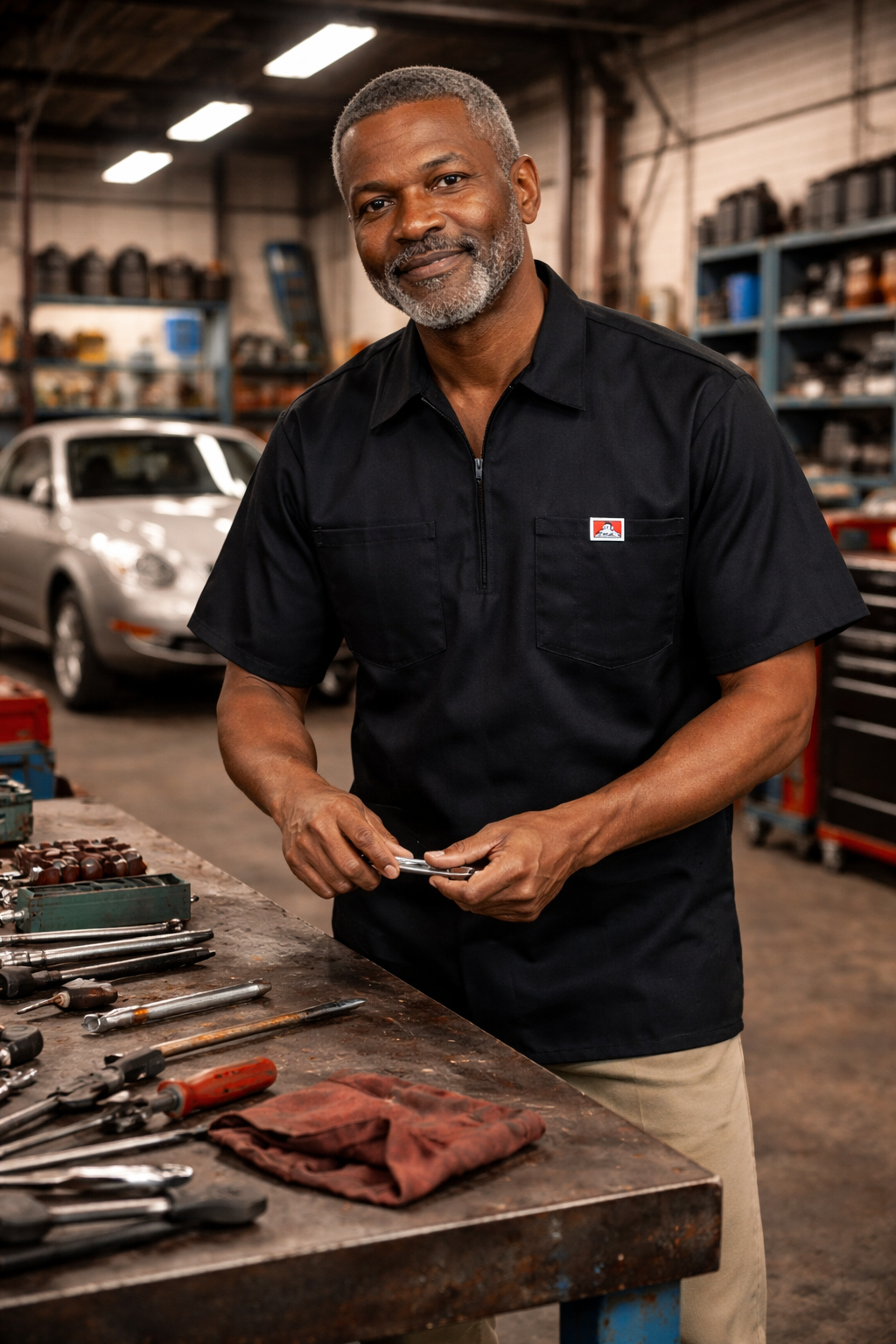 Short Sleeve Solid 1/2 Zip Shirt