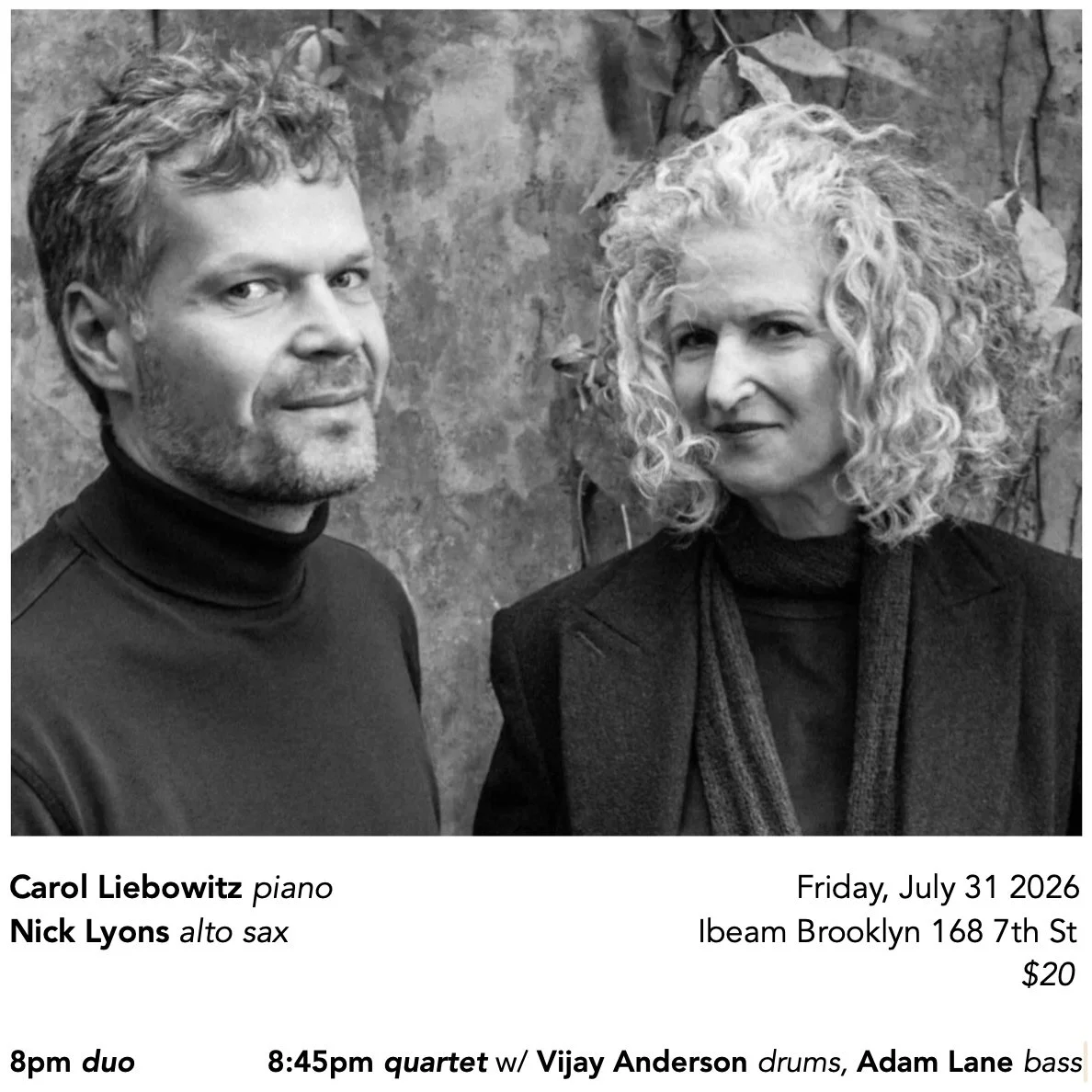 Carol Liebowitz/Nick Lyons Duo + Quartet